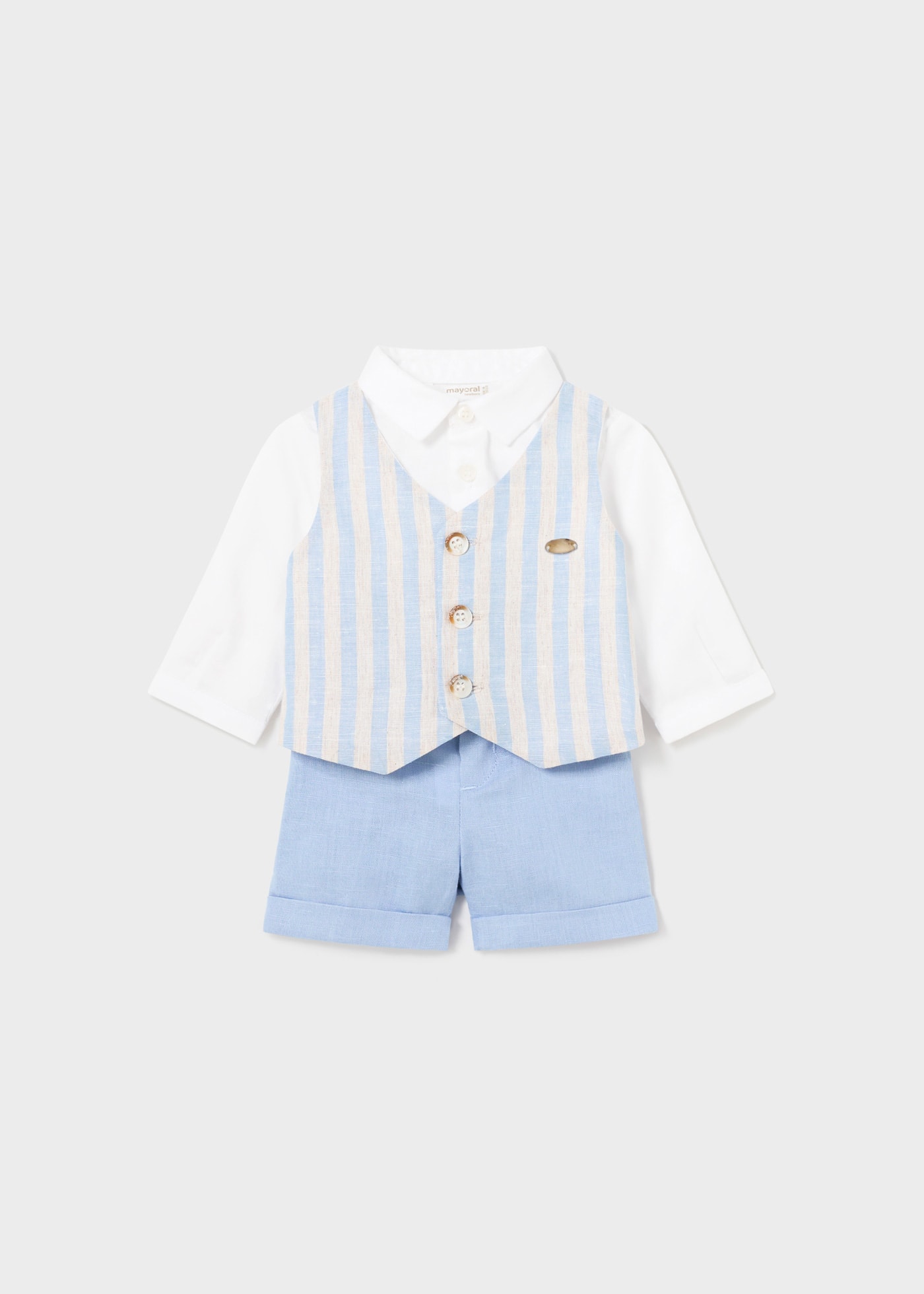 Completo 2 pezzi gilet lino neonato