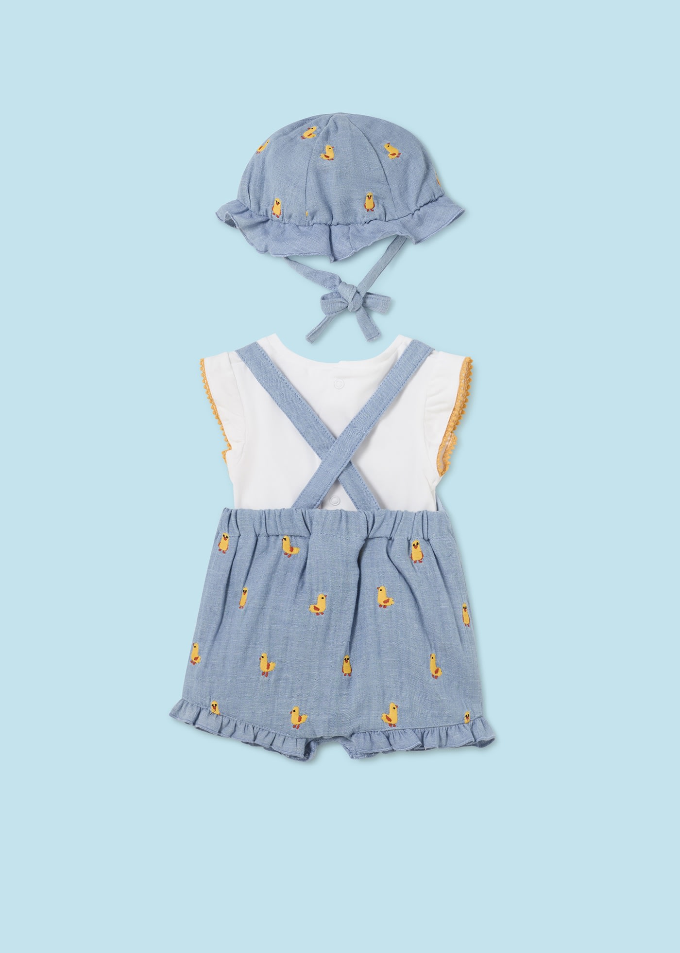Completo 3 pezzi salopette Better Cotton neonata