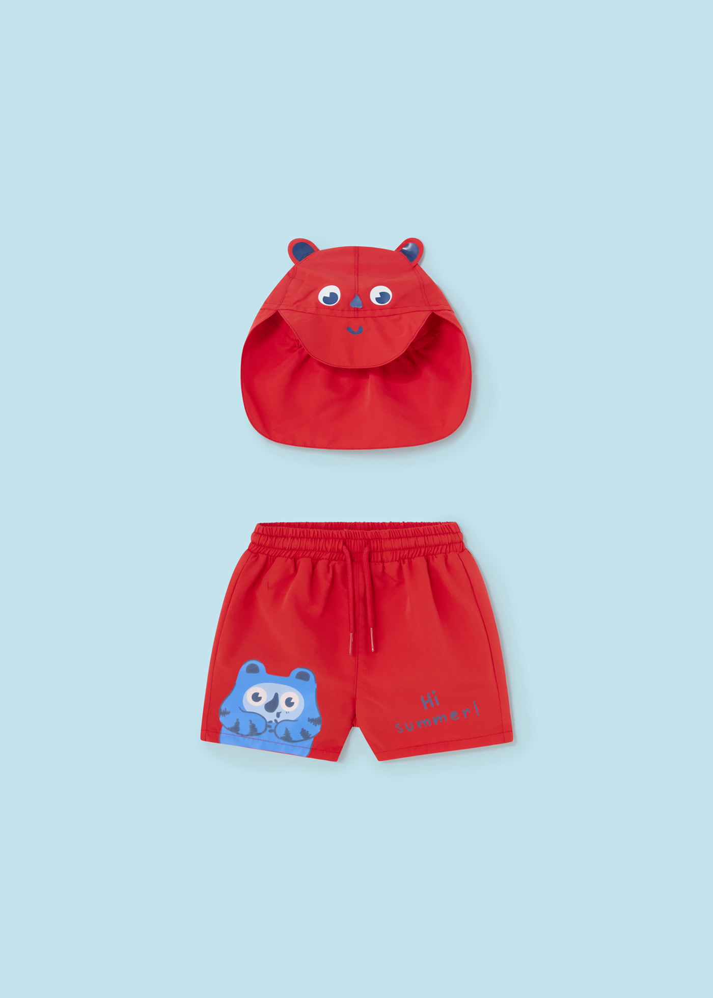 Baby swim trunks with interactive hat
