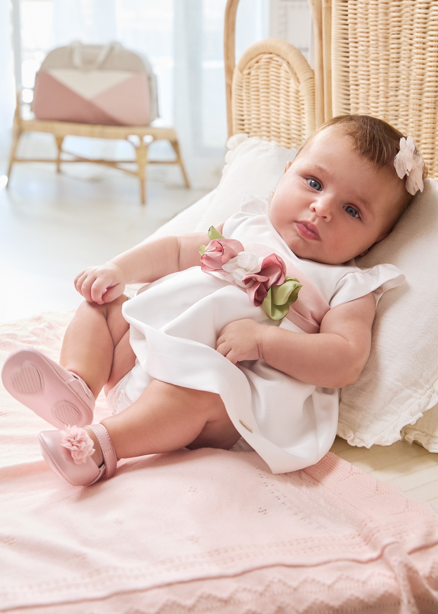 Vestito mikado con copri pannolino neonata