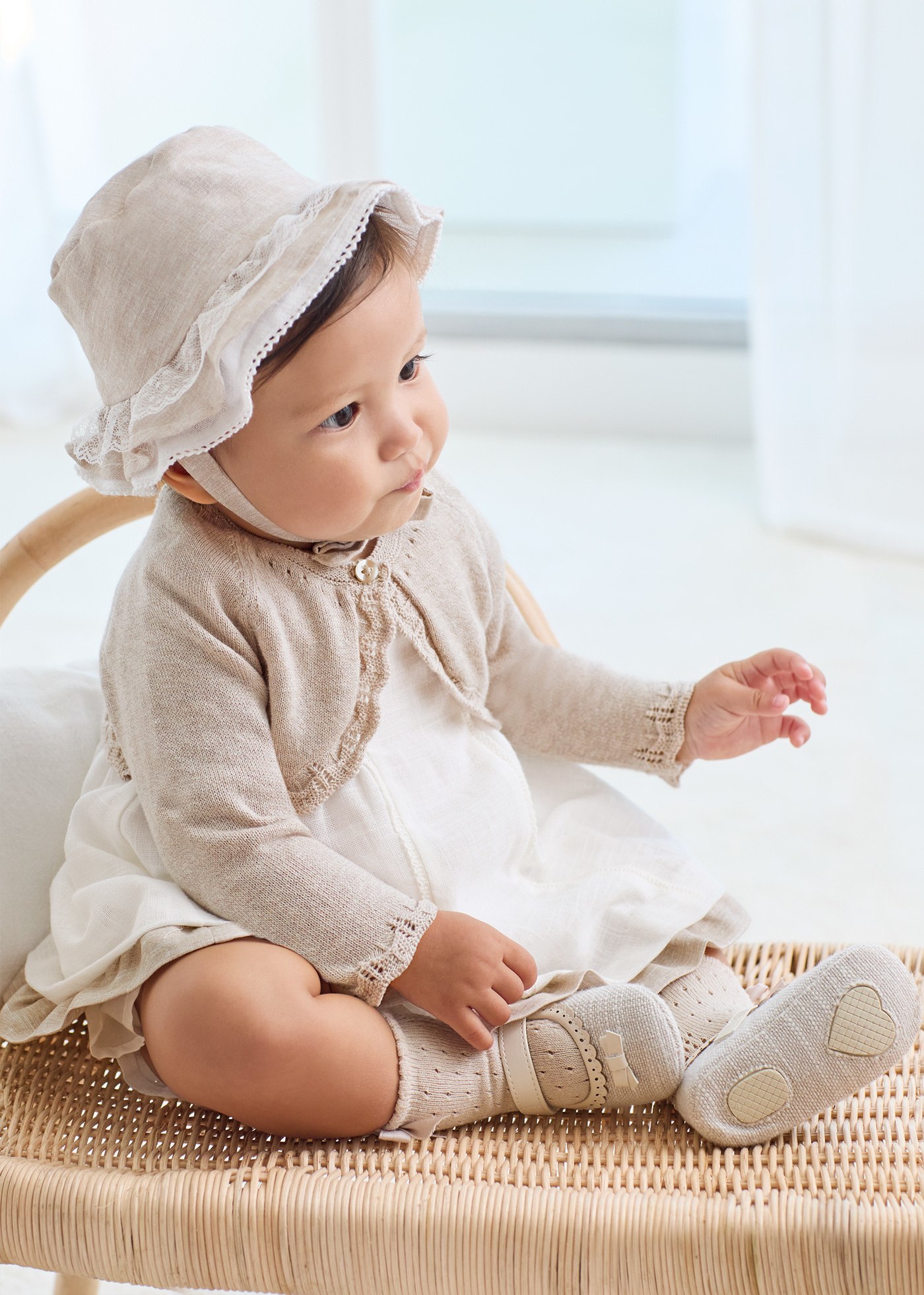 Vestido punto smock con cubrepañal recién nacido