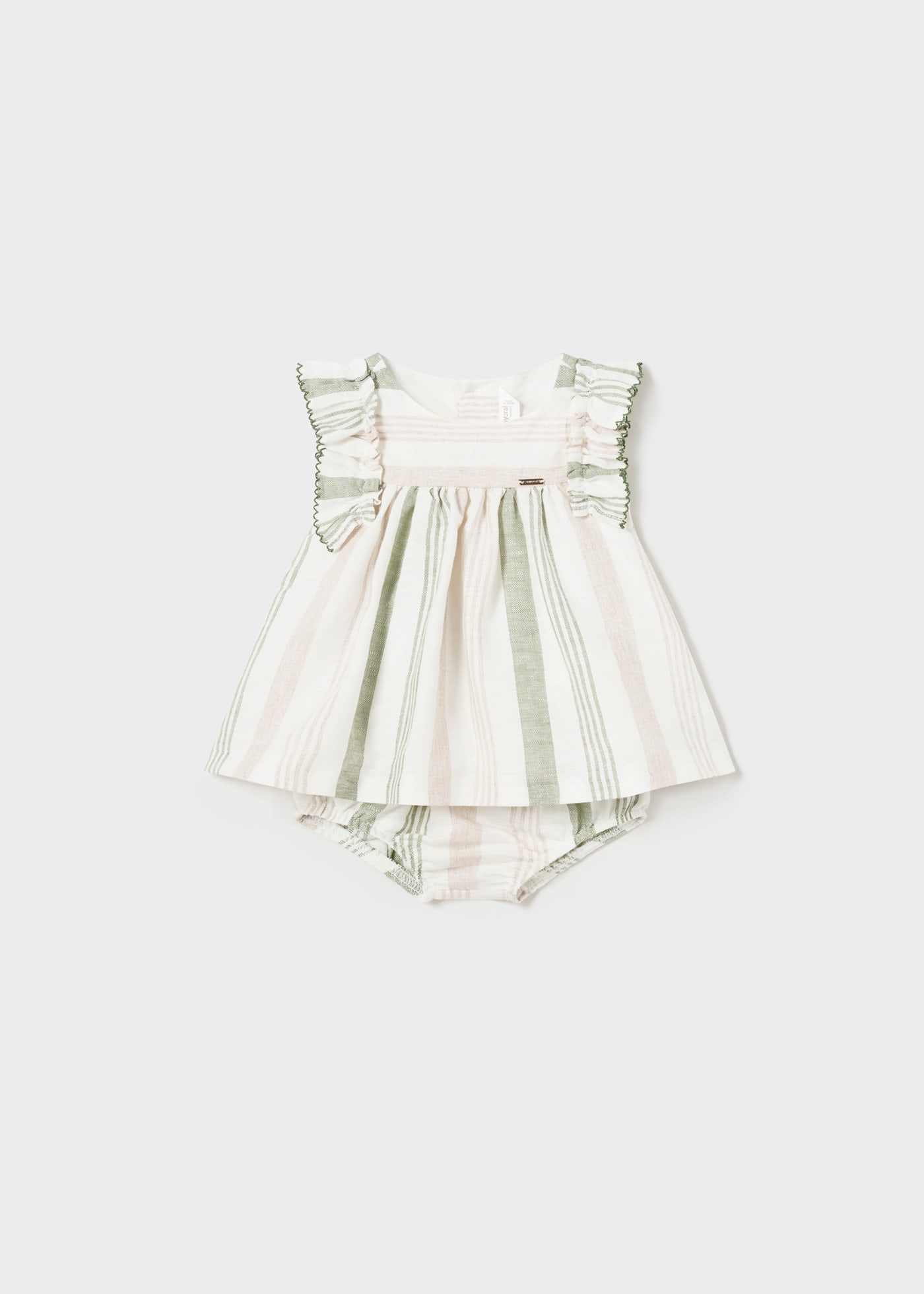 Vestito con copri pannolino righe lino neonata