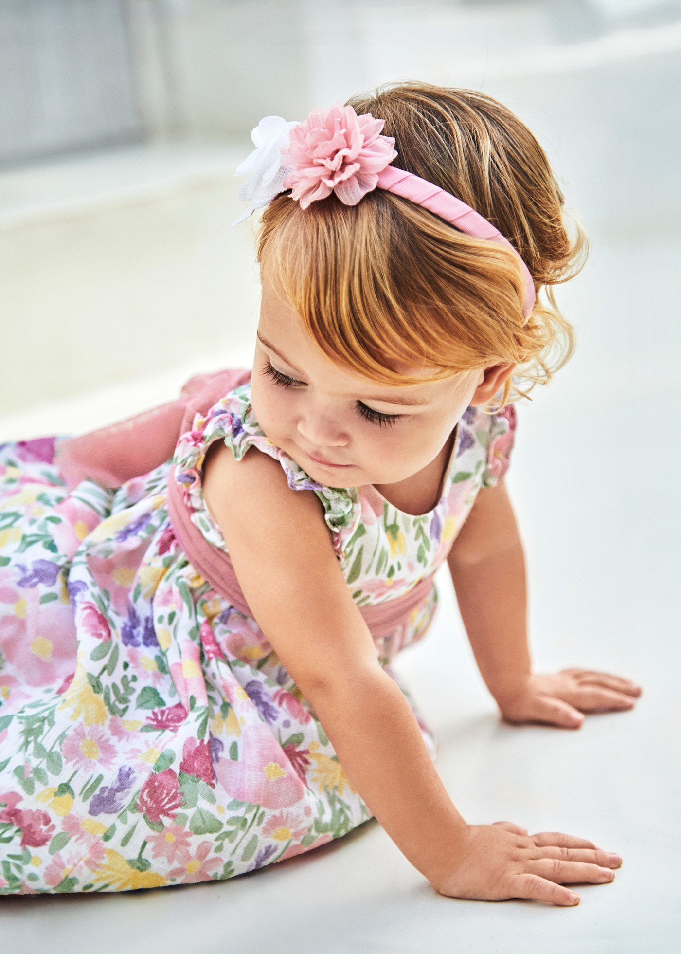 Baby Tulle Belted Floral Dress