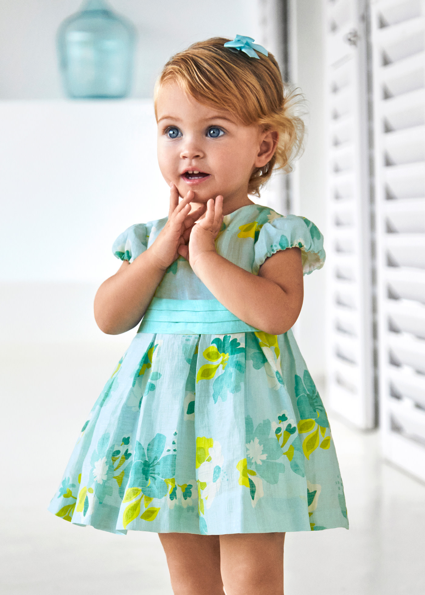 Vestito fiori lino neonata
