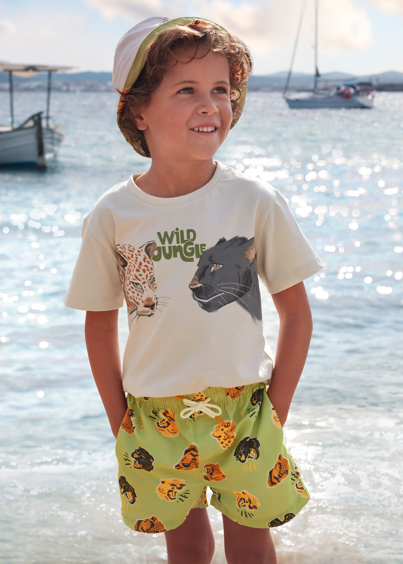 Boy Animal Print Bermuda Shorts Recycled Polyester