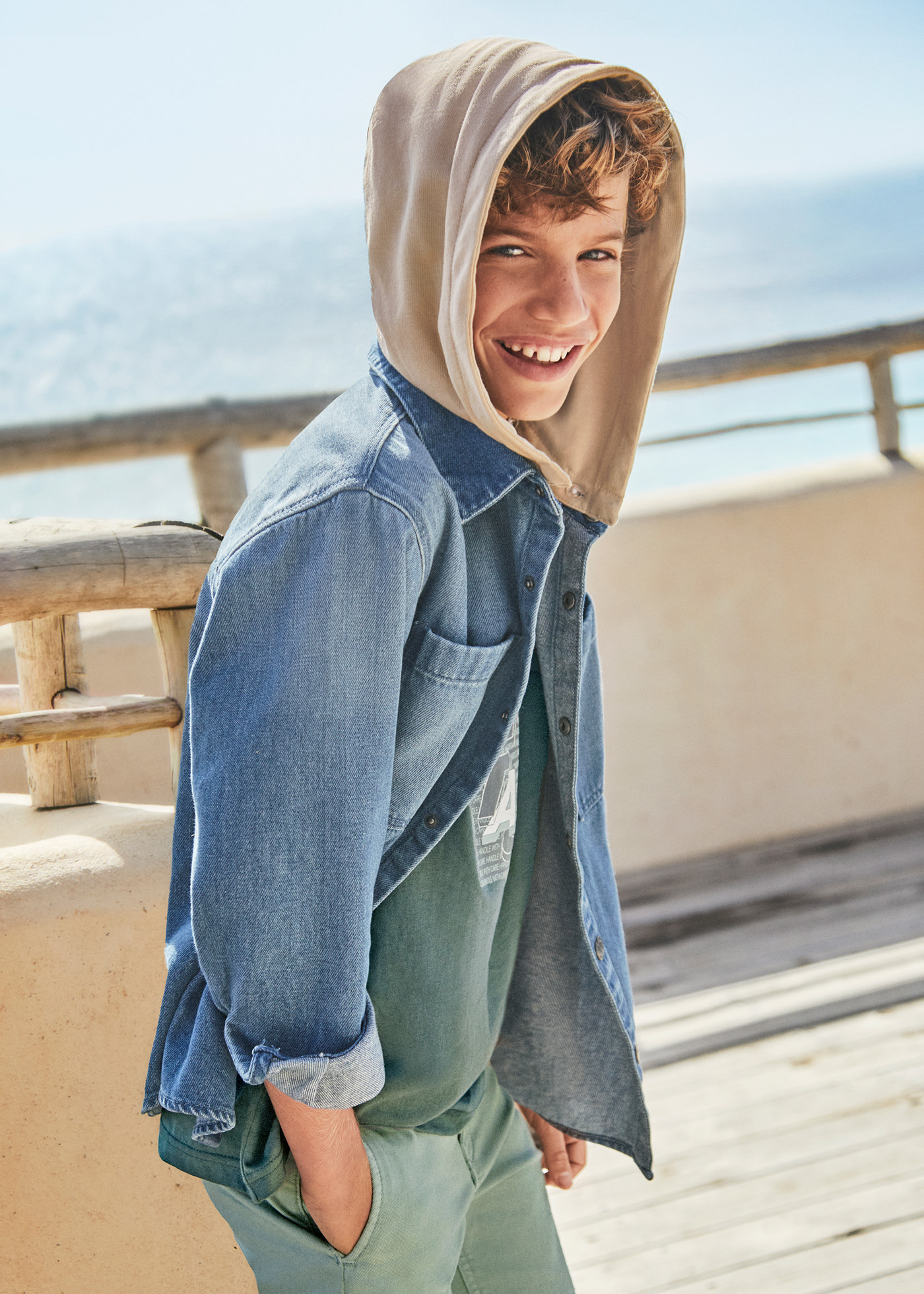 Boys hooded denim overshirt Better Cotton