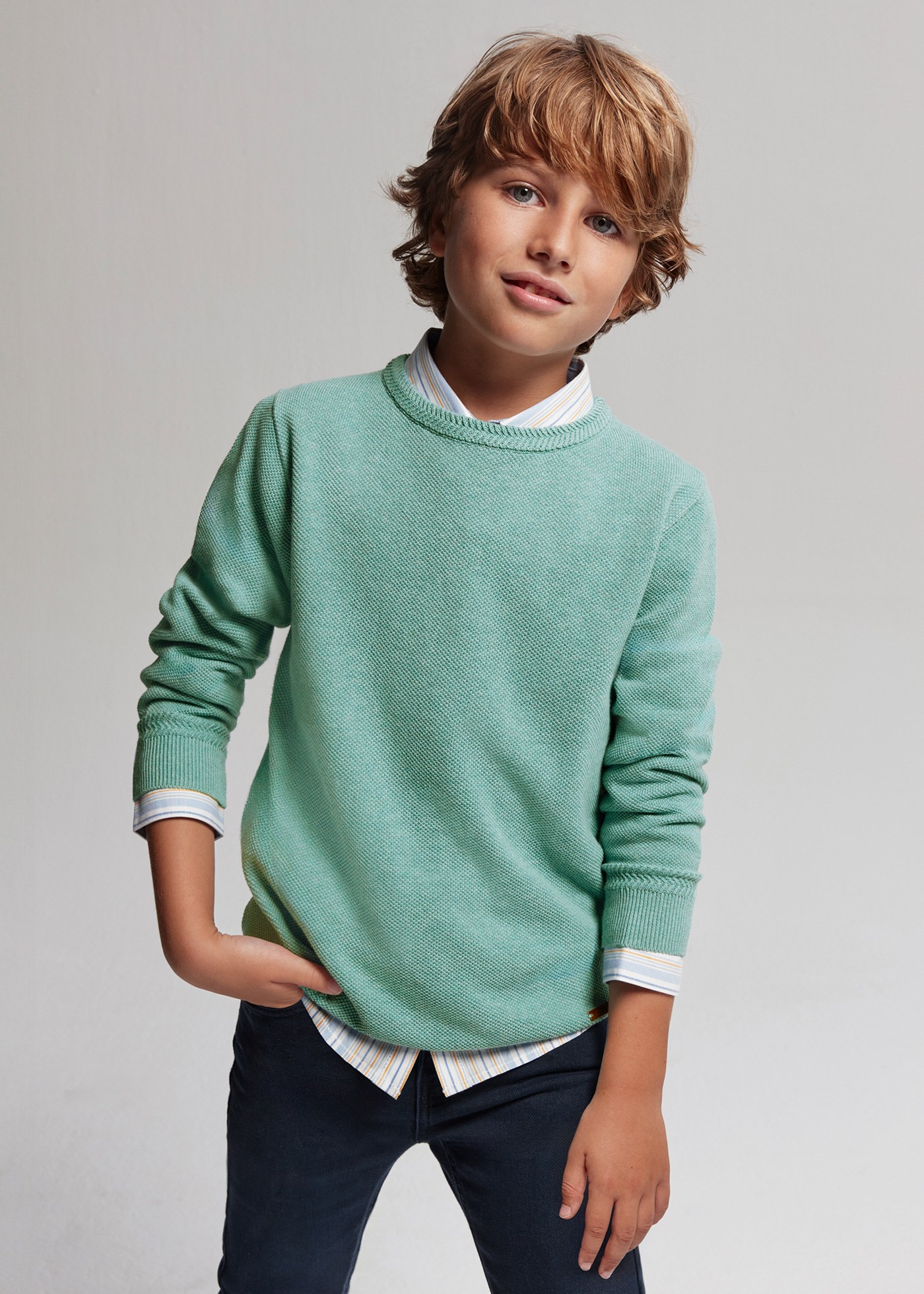 Пуловер Better Cotton със структура за момче