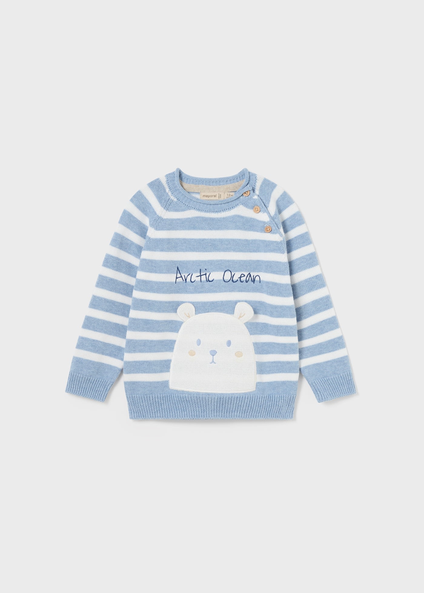 Пуловер на райета с апликация за бебе