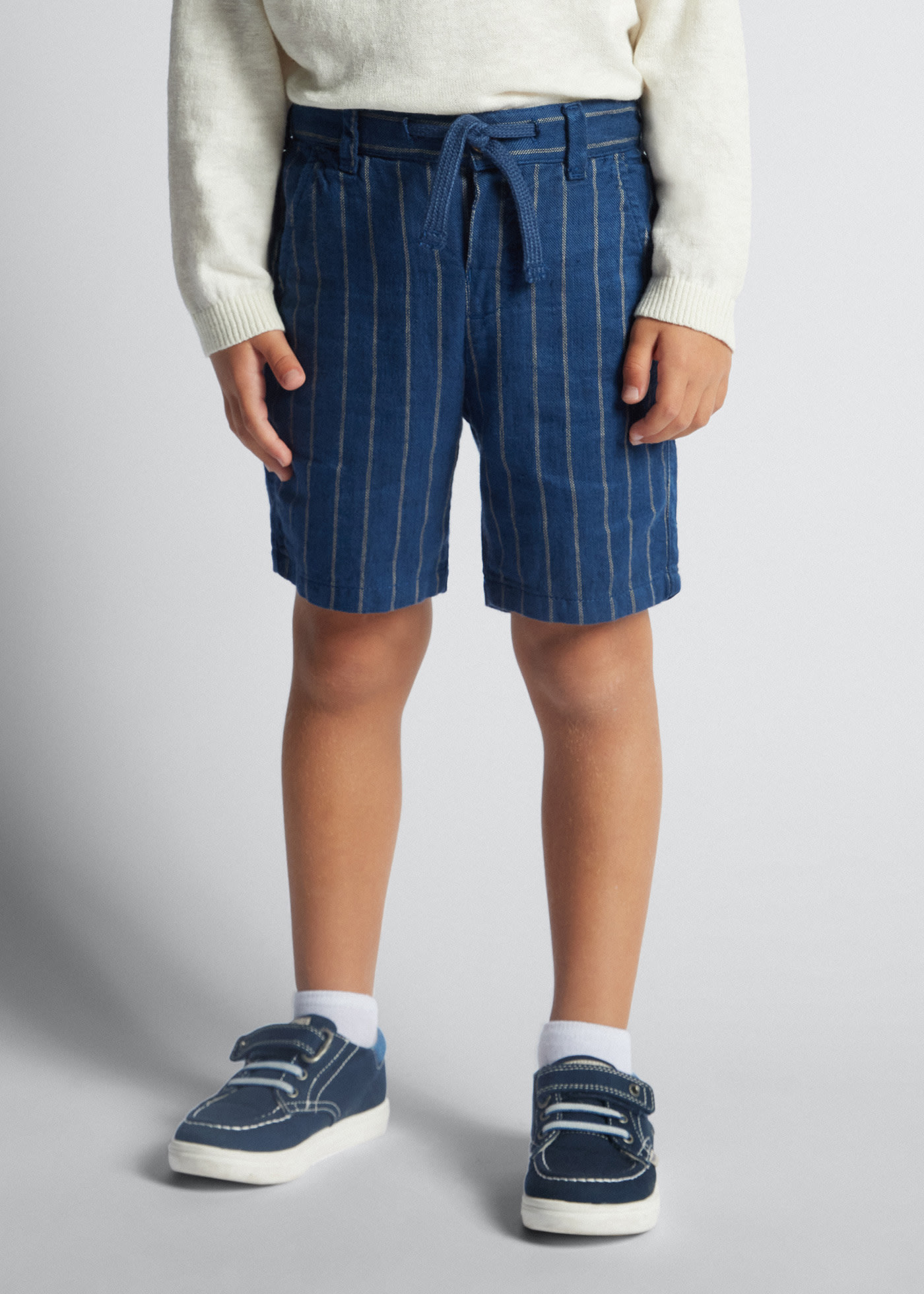 Boy Bermuda Striped Linen Shorts