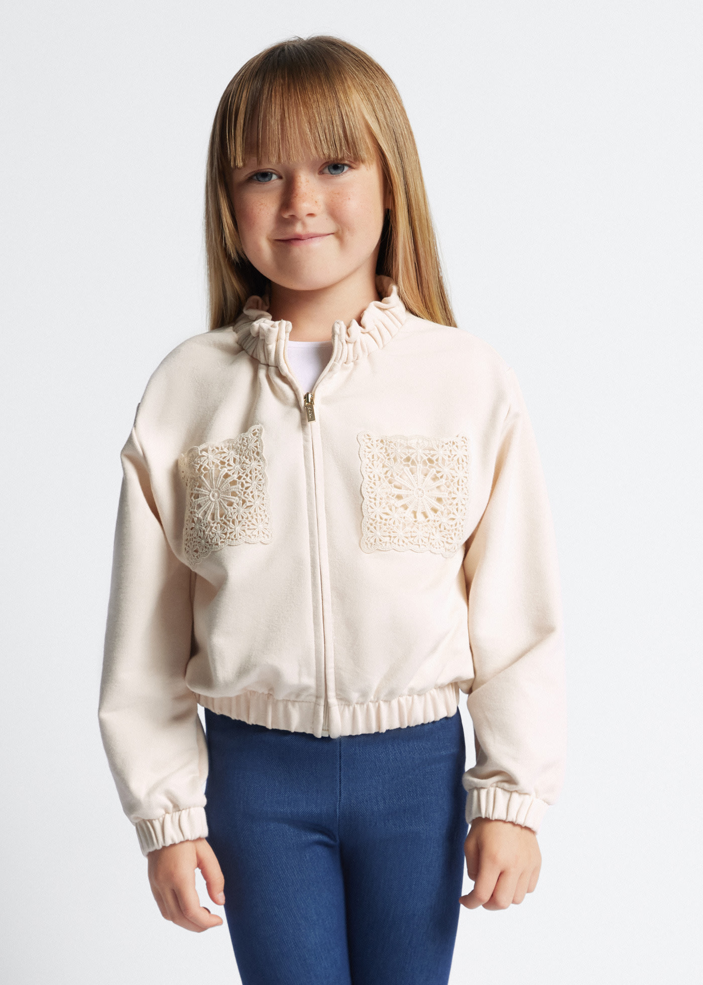 Girl guipur bomber style jacket