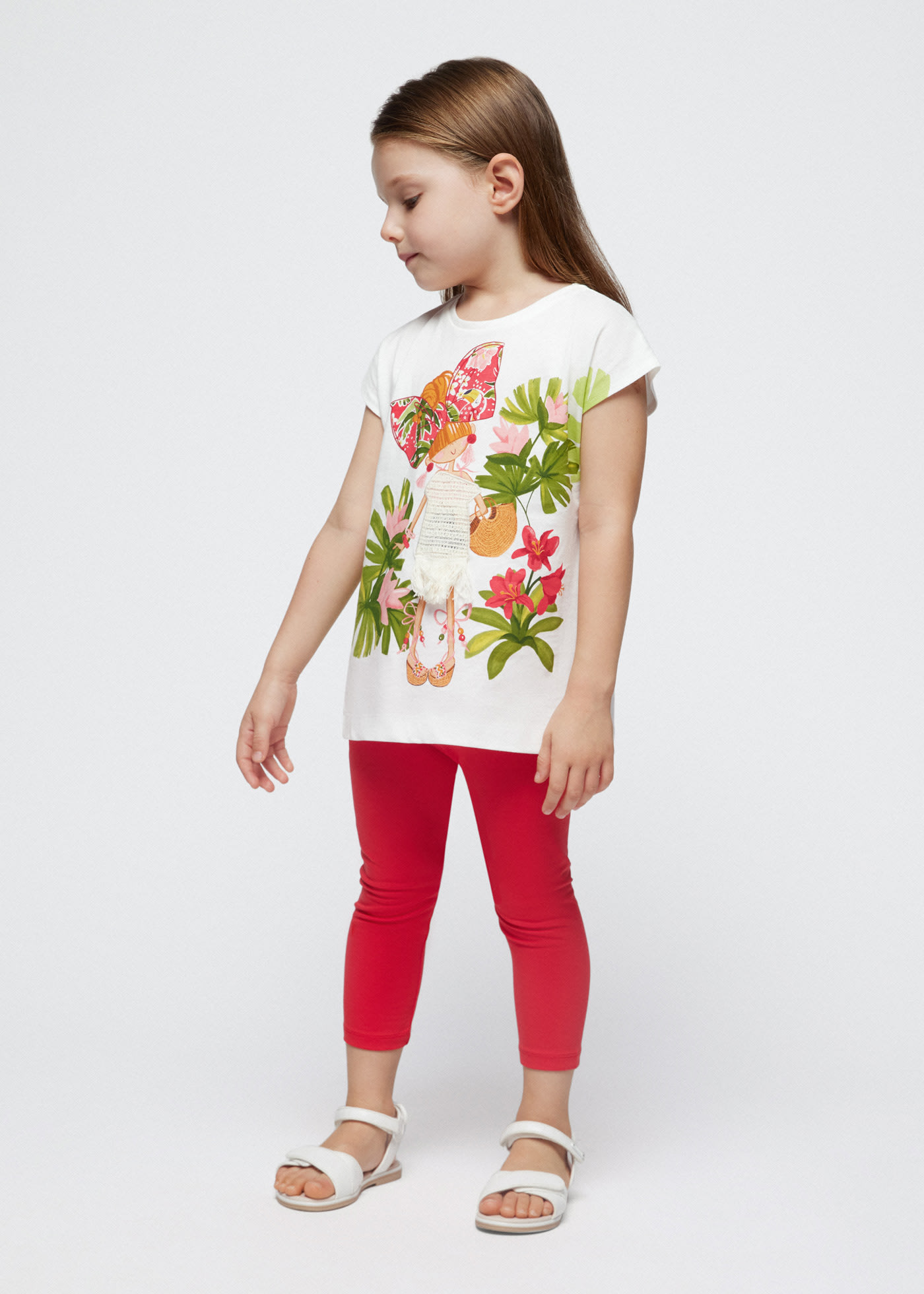 Mayoral Girl's T-shirt and Floral Print Leggings Set - Mayoral