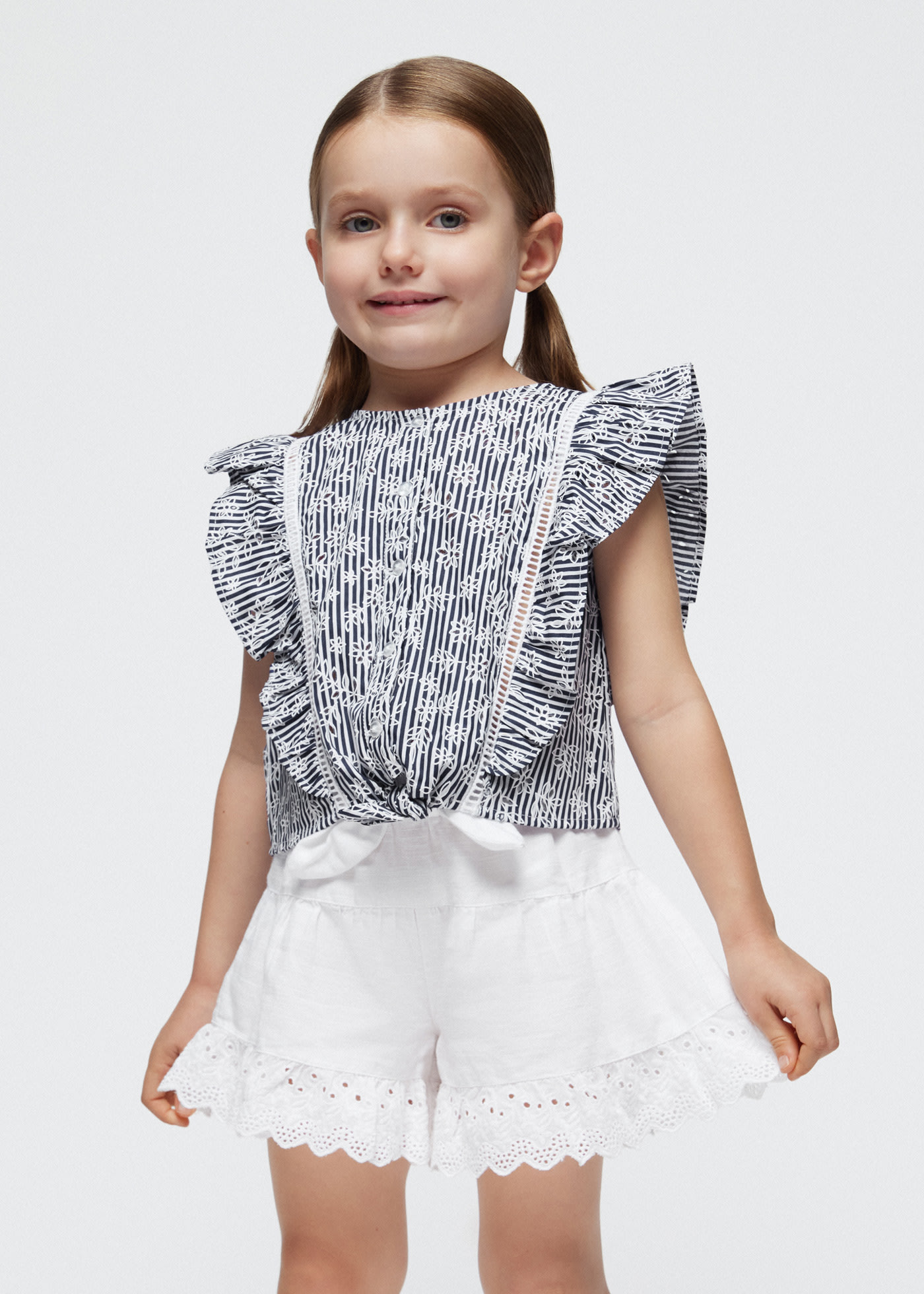 Girls ruffled eyelet shorts