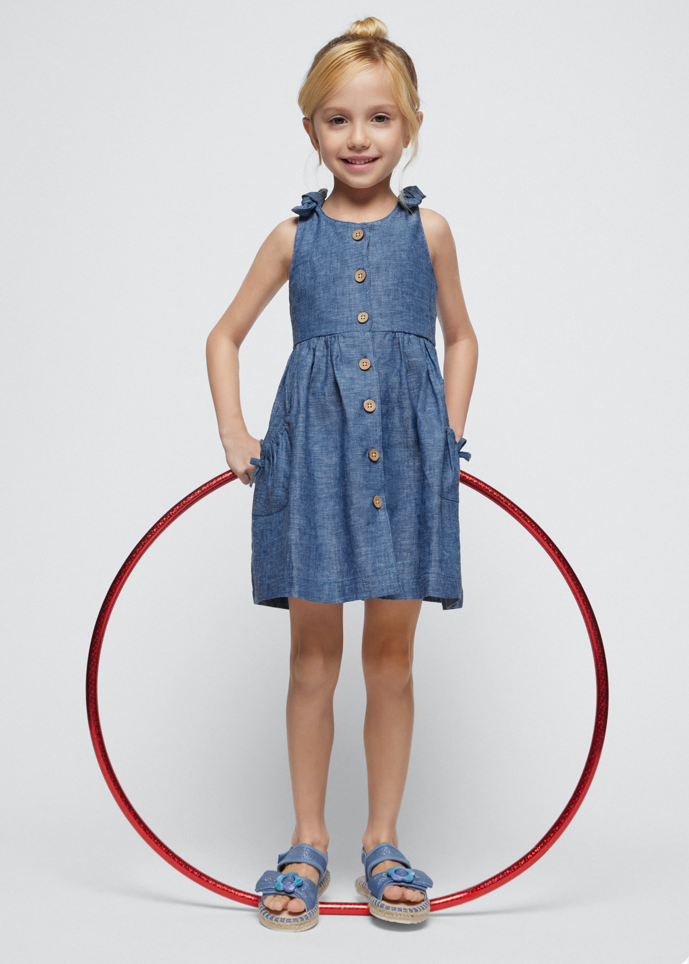 Girl Button Linen Dress