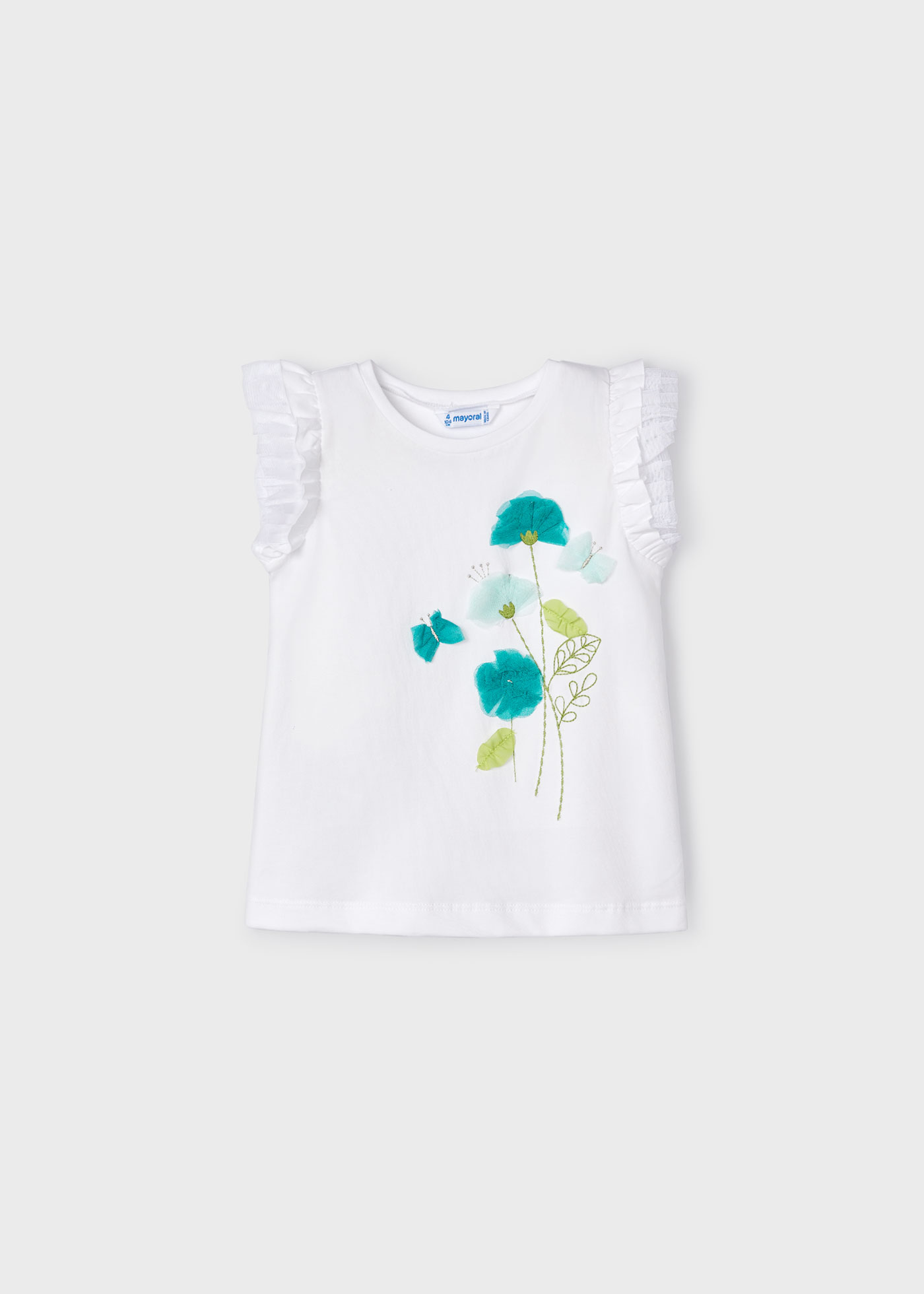 Тениска от тюл на цветя за момиче