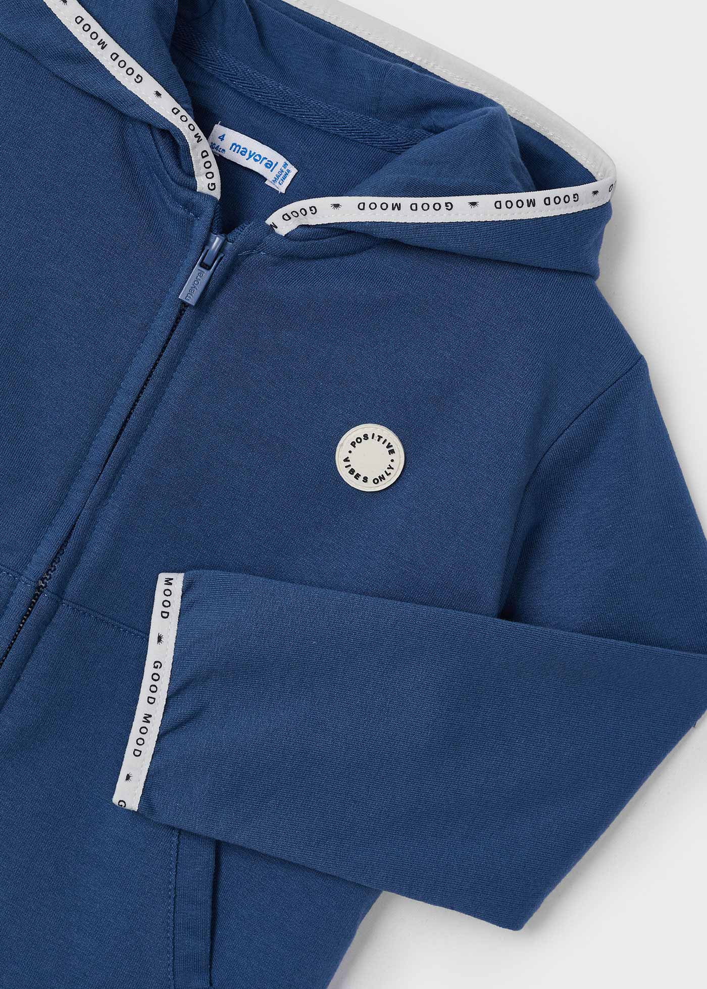 Felpa con cerniera e cappuccio a contrasto bambino