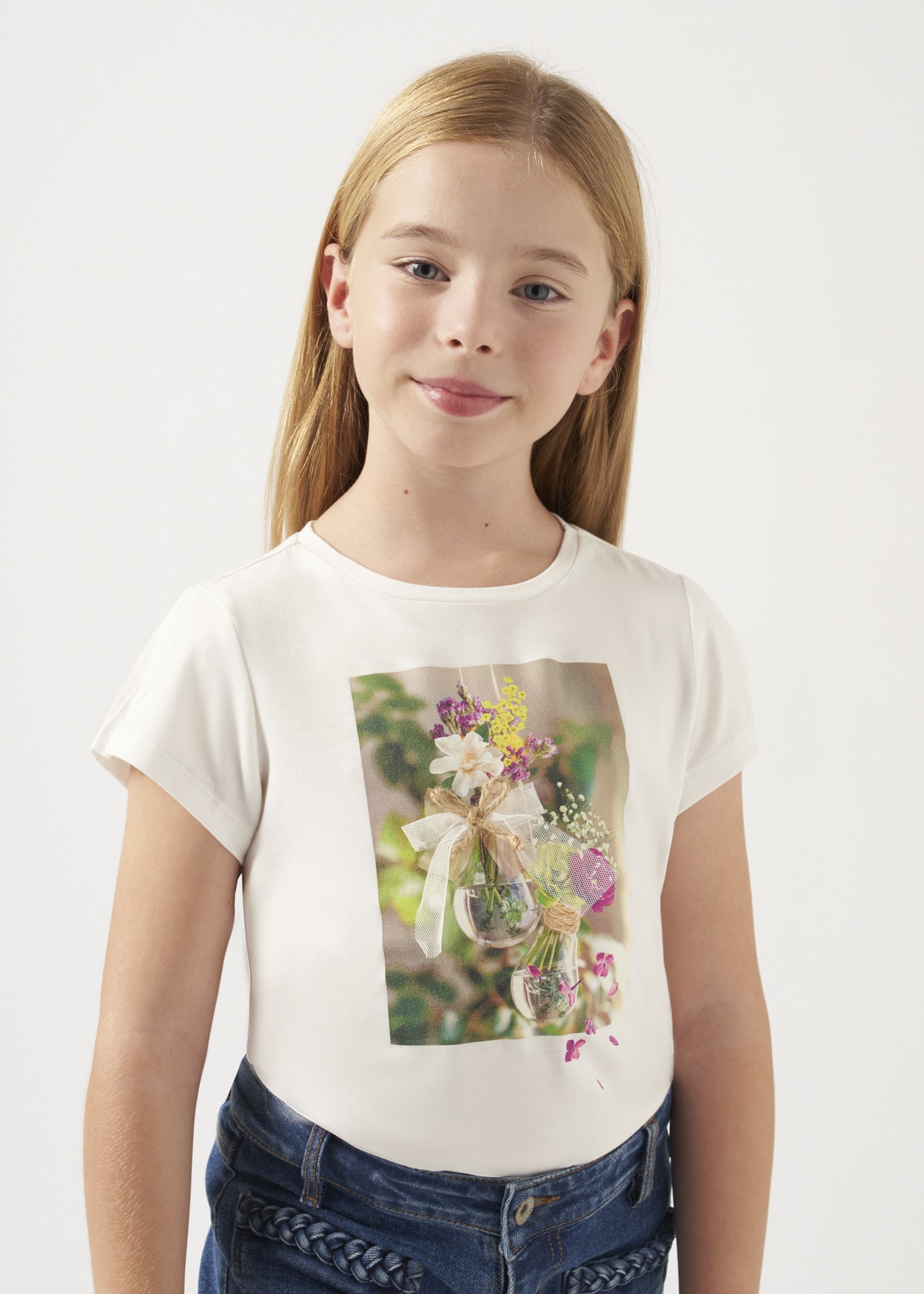 Maglietta stampa fiori ragazza