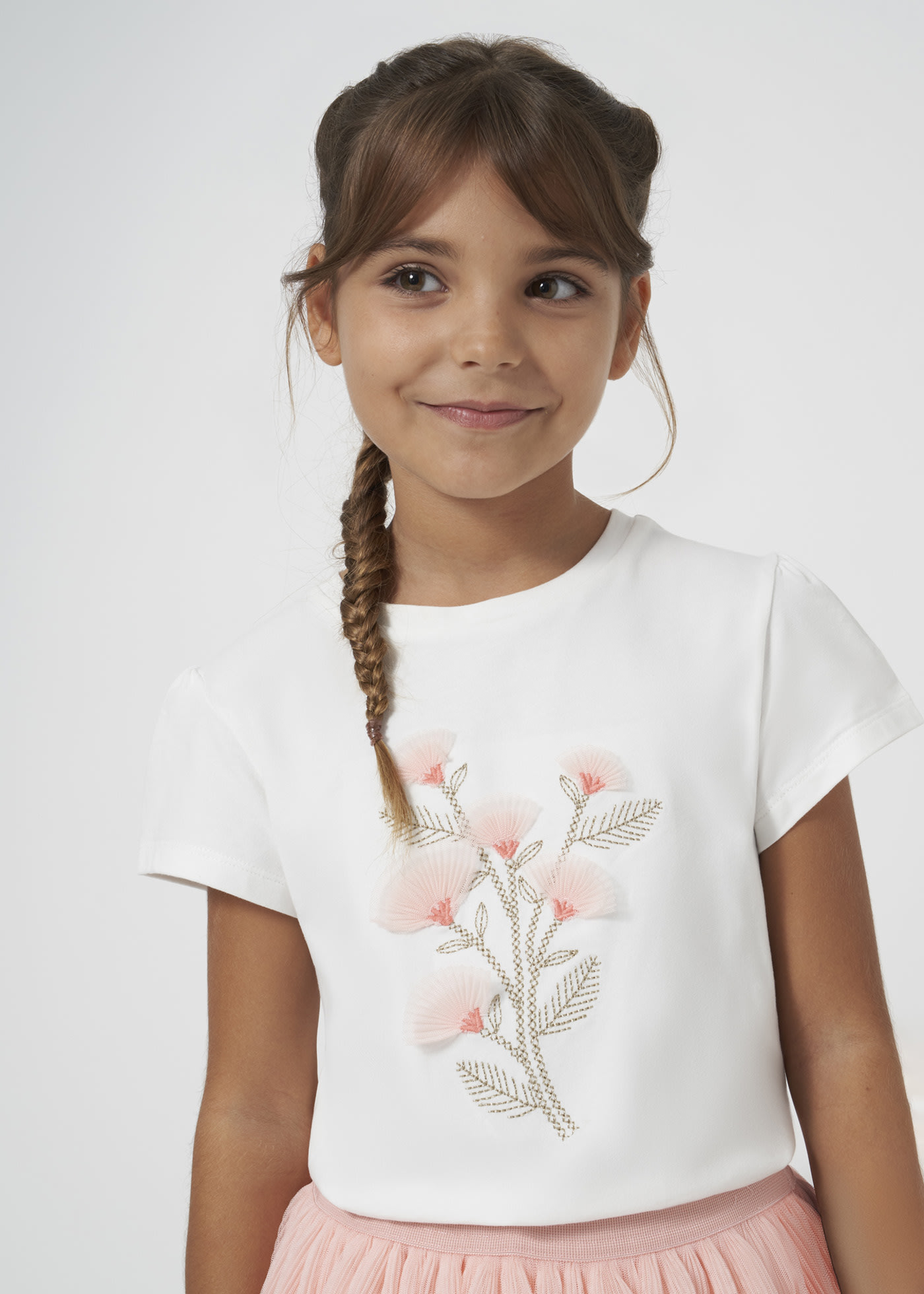 T-Shirt bestickte Blumen Teenager Mädchen