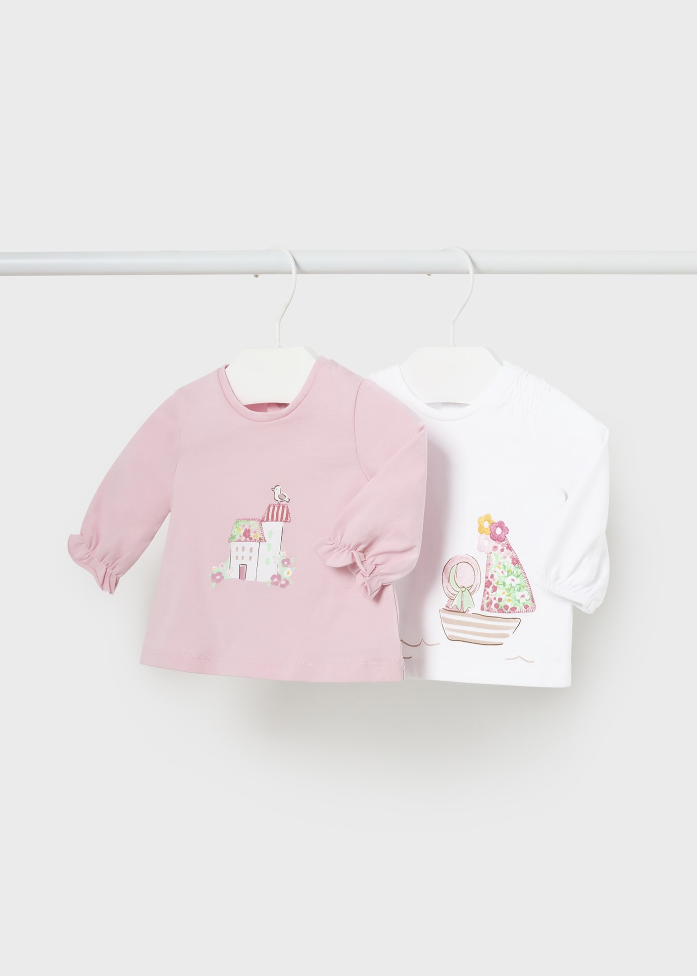 Сет 2 тениски с дълъг ръкав Better Cotton за новородено