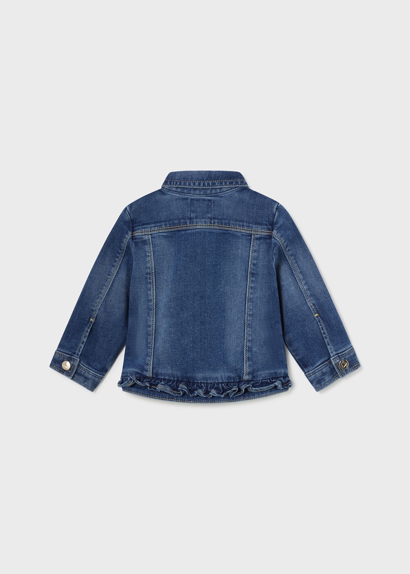 Kurtka jeansowa z falbanką Better Cotton dla niemowlęcia