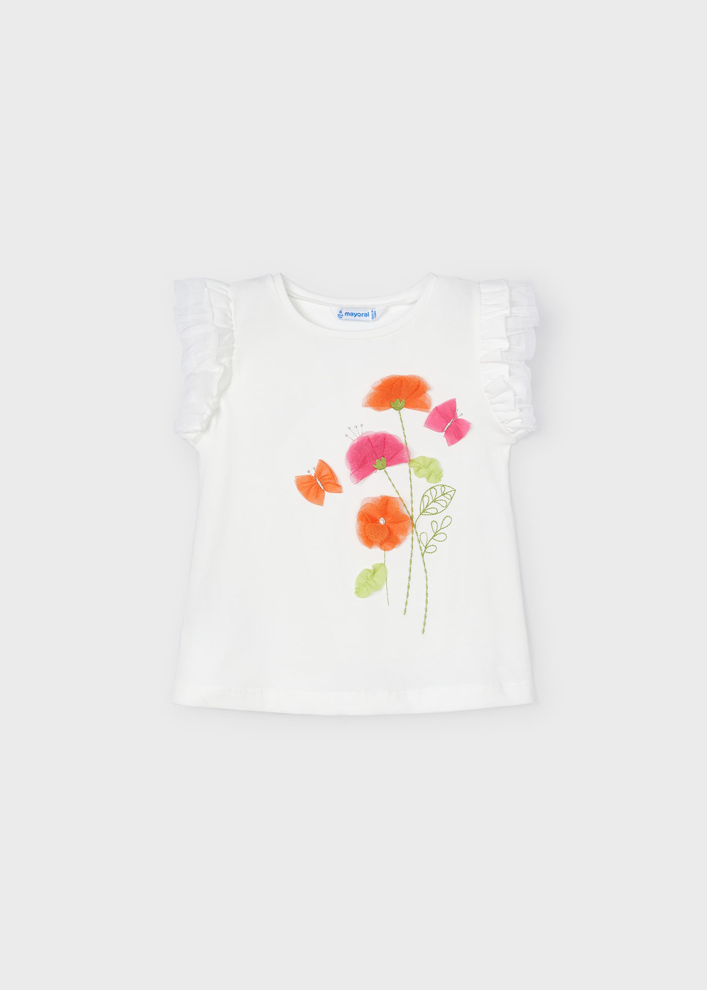 T-shirt fleurs en tulle fille