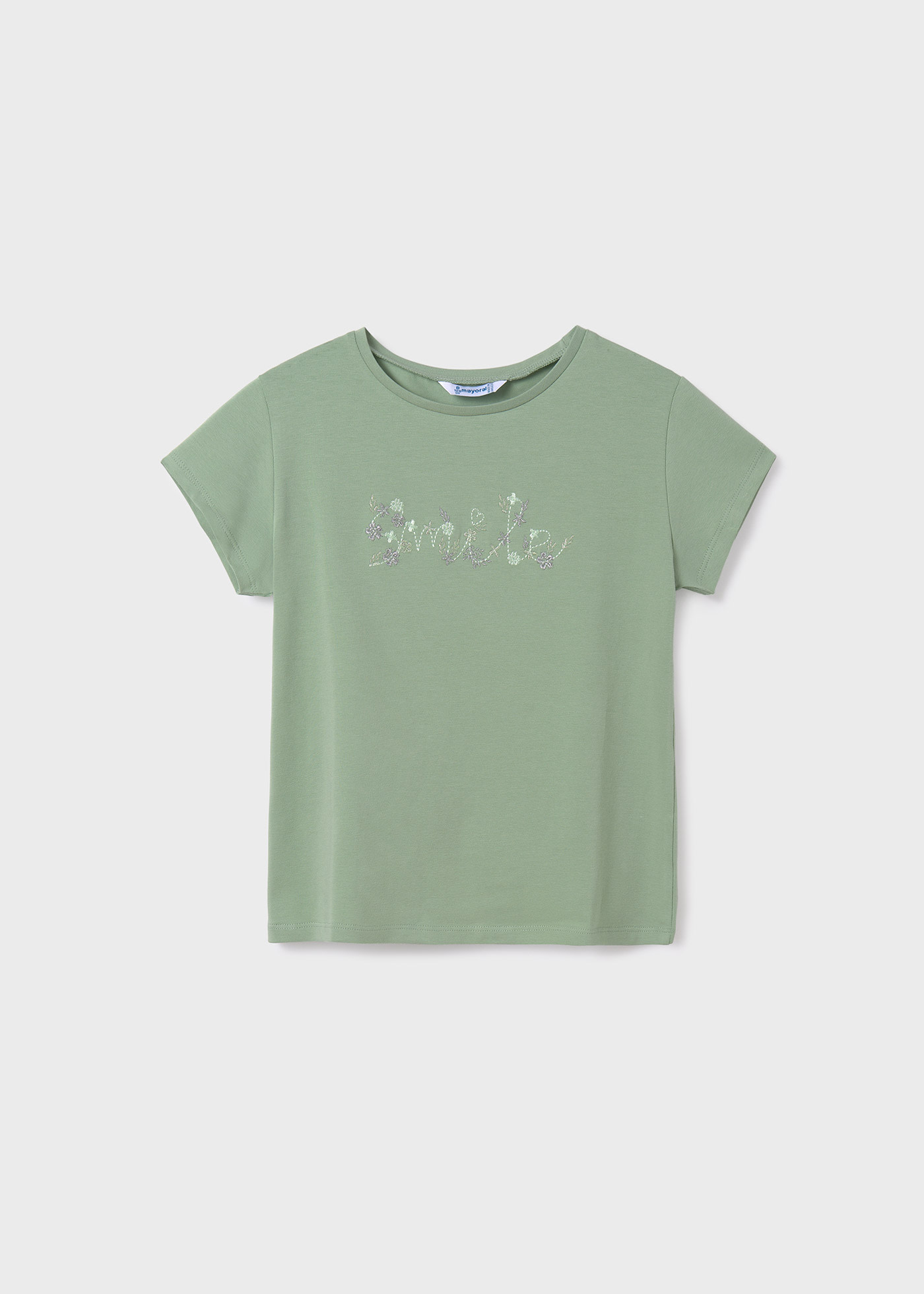 T-Shirt bestickter Text Better Cotton Teenager Mädchen