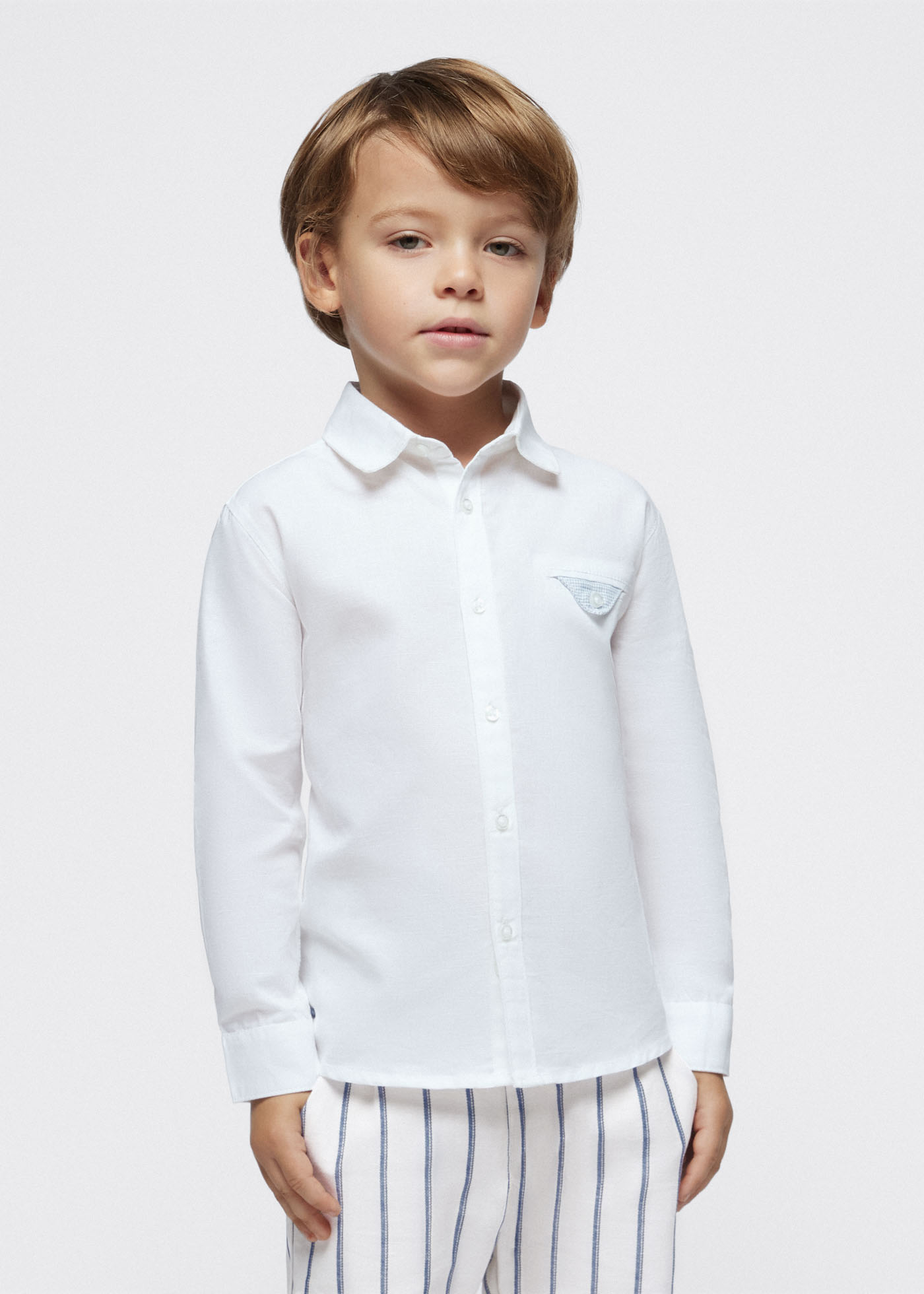 Boy Long Sleeved Linen Shirt
