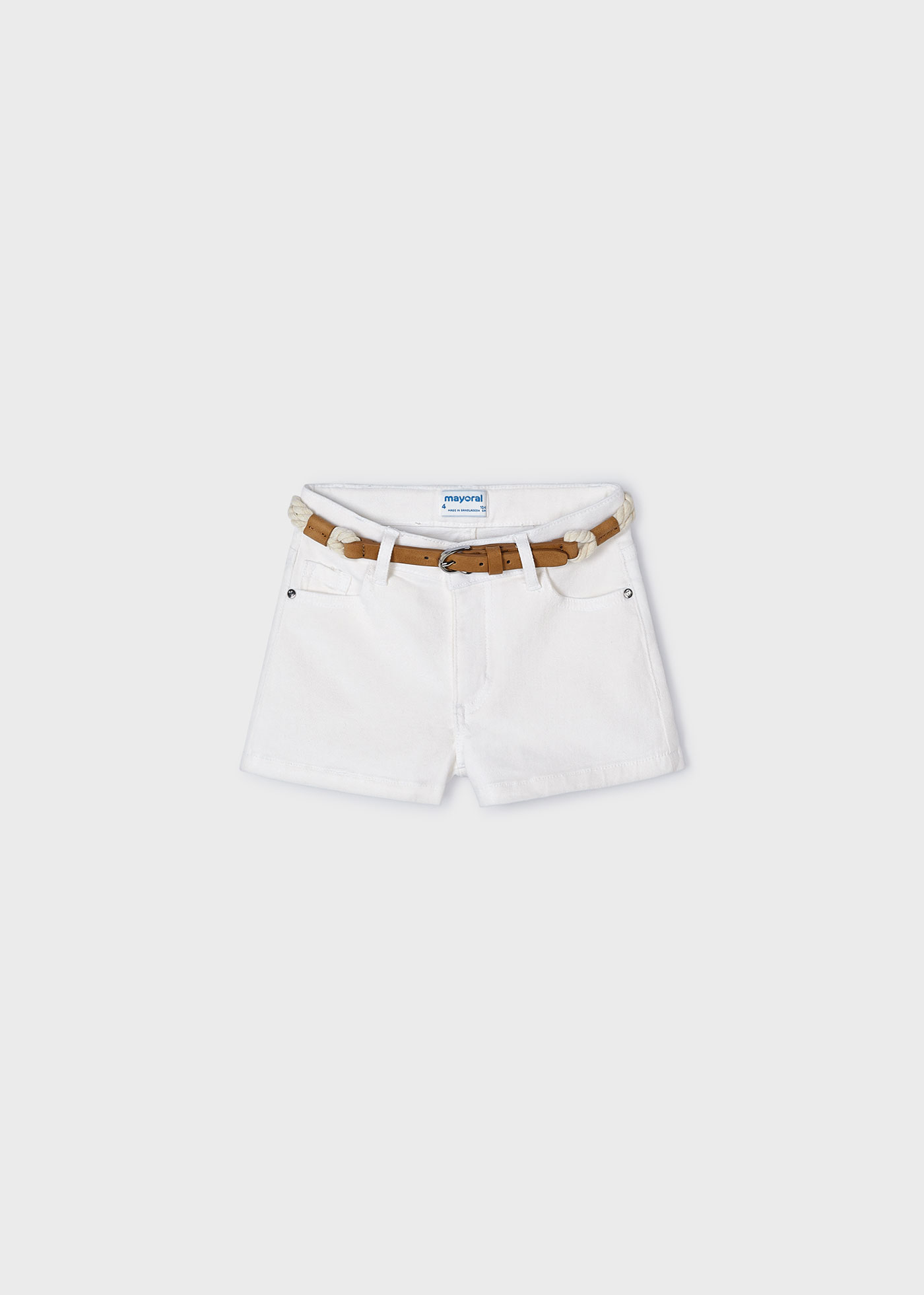 Girls belted shorts Better Cotton White Mayoral