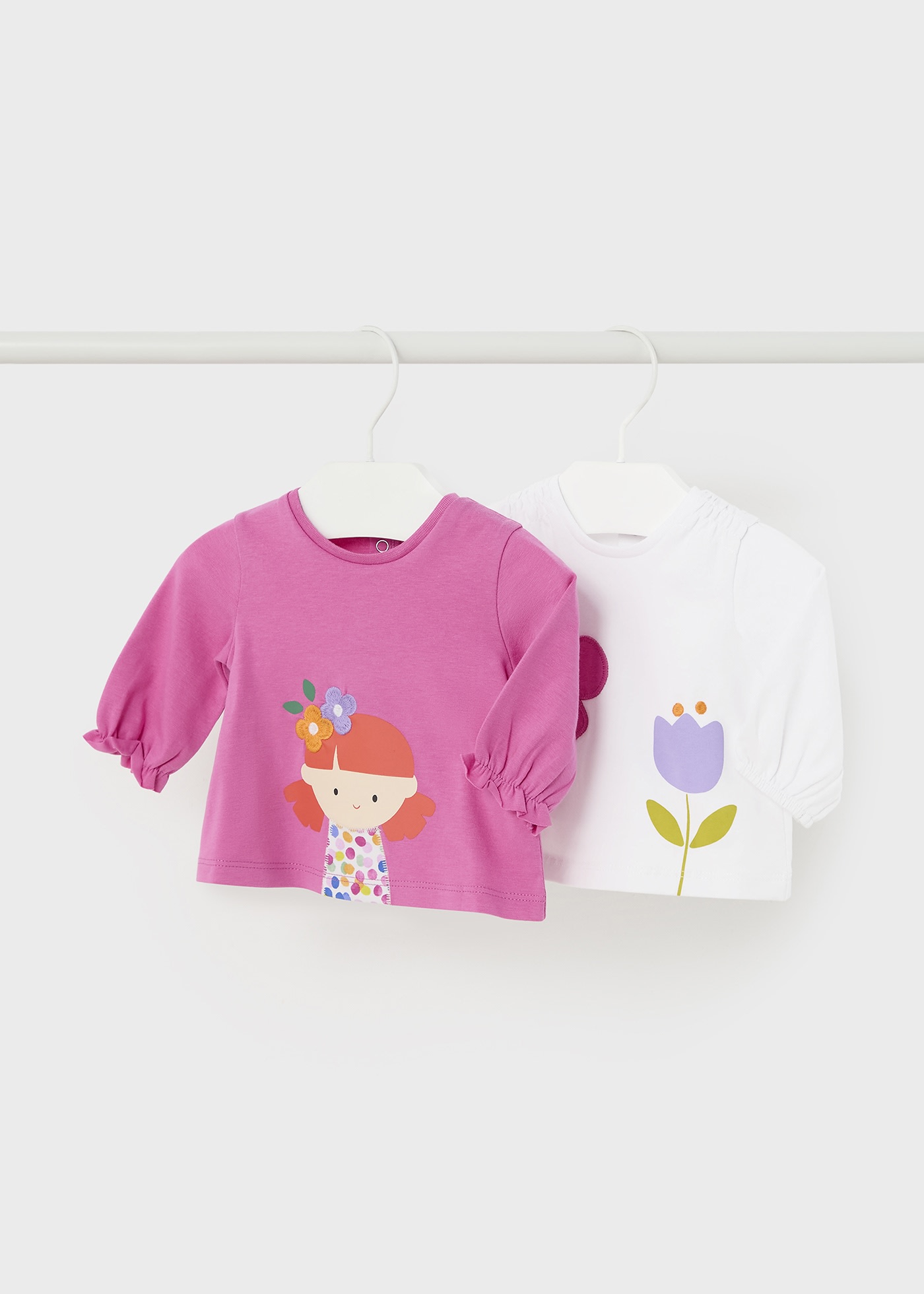 Сет 2 тениски с дълъг ръкав Better Cotton за новородено