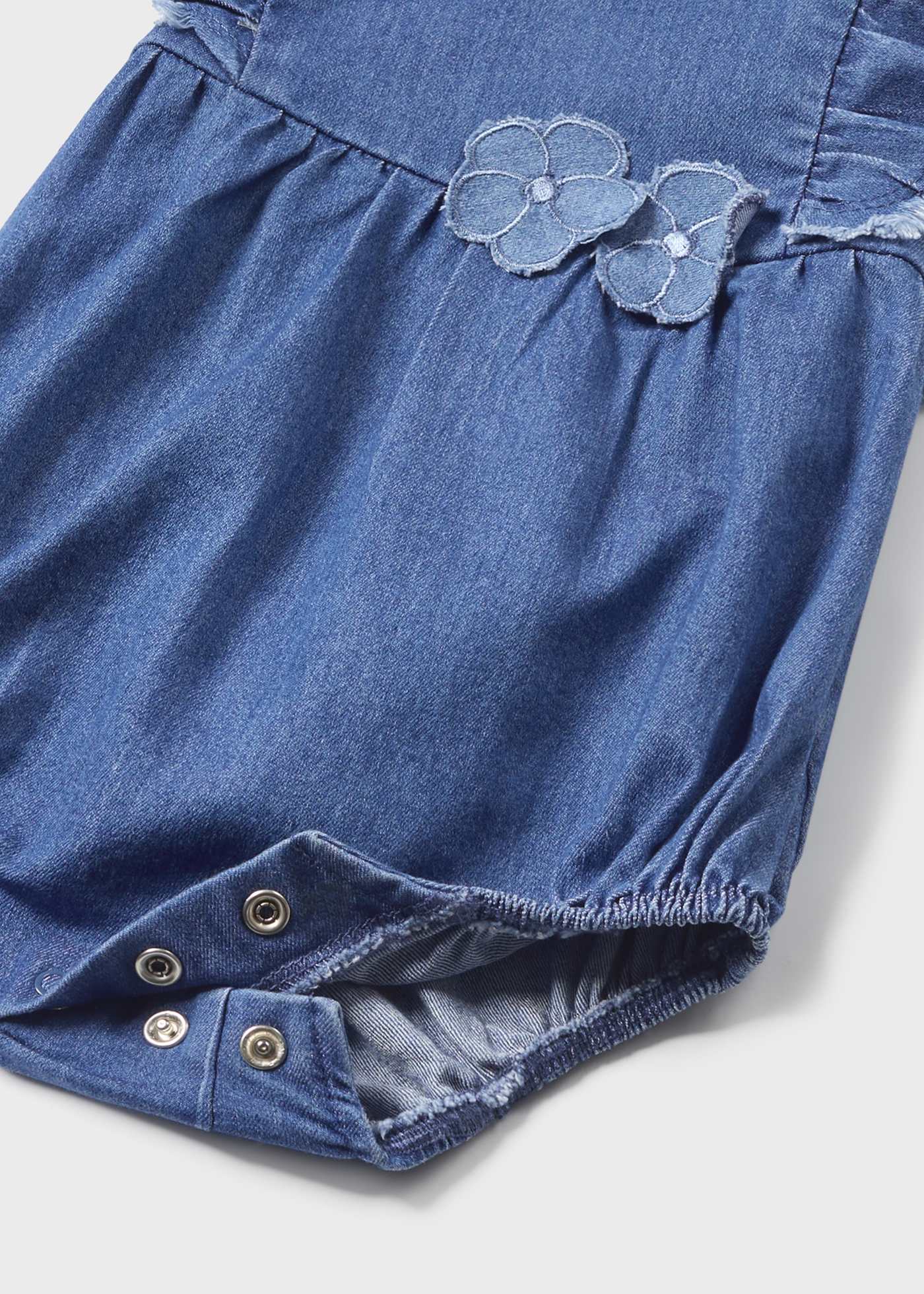 Pagliaccetto jeans con volant neonata