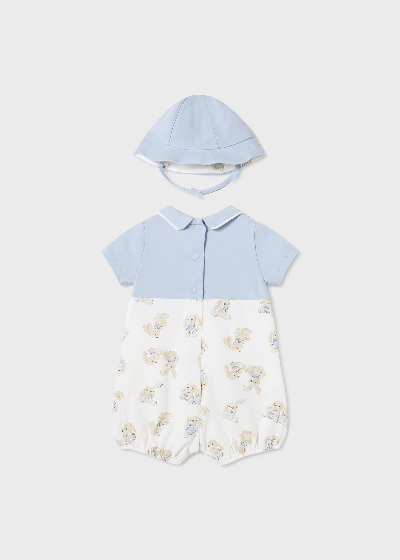 Newborn Dungaree Style Bodysuit with Bucket hat Better Cotton