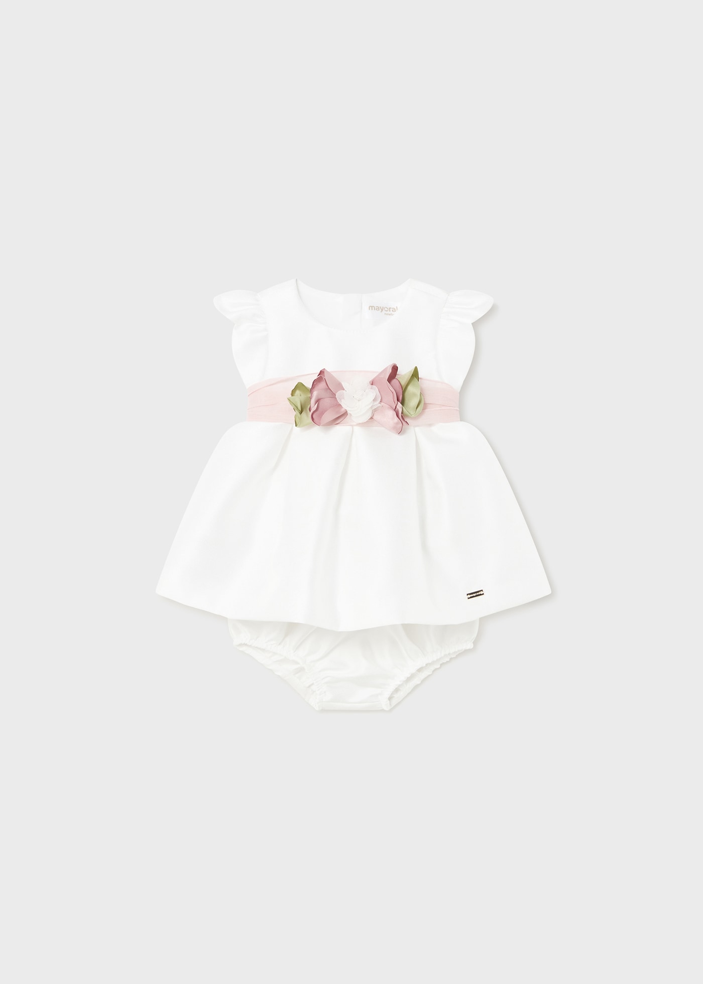 Kleid mit Windelhöschen Mikado Neugeborene
