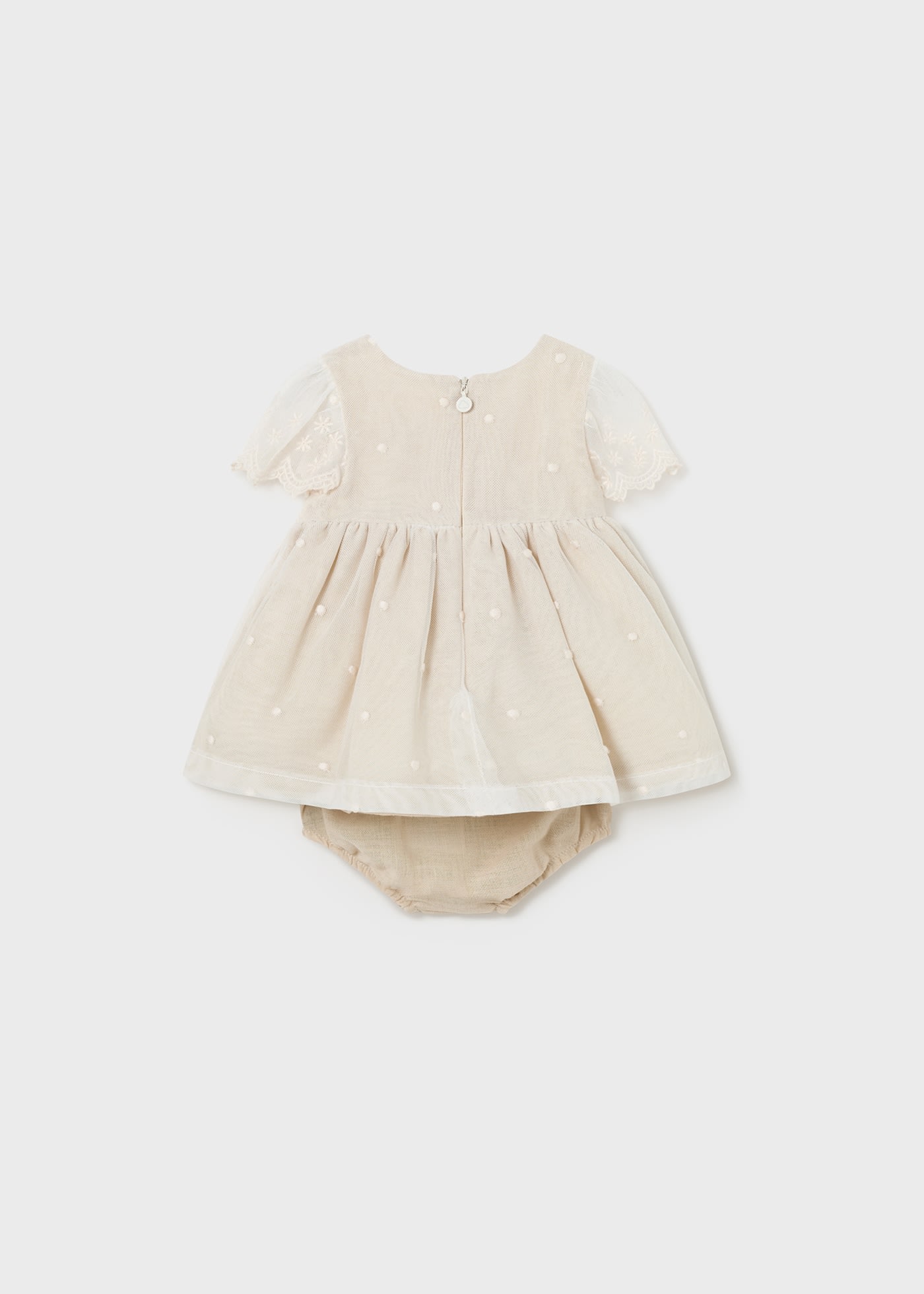 Newborn embroidery tulle dress and bloomer set