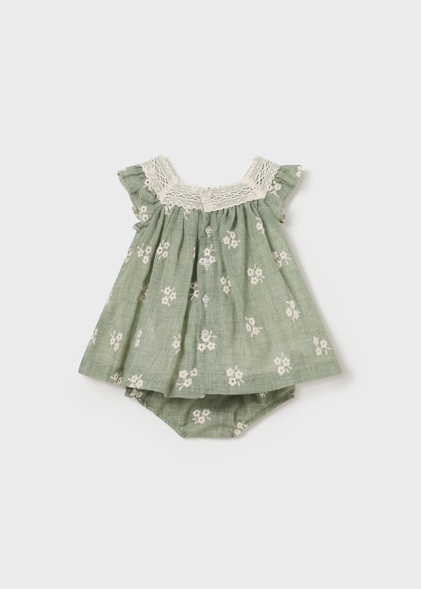 Newborn Embroidered Dress with Nappy Cover