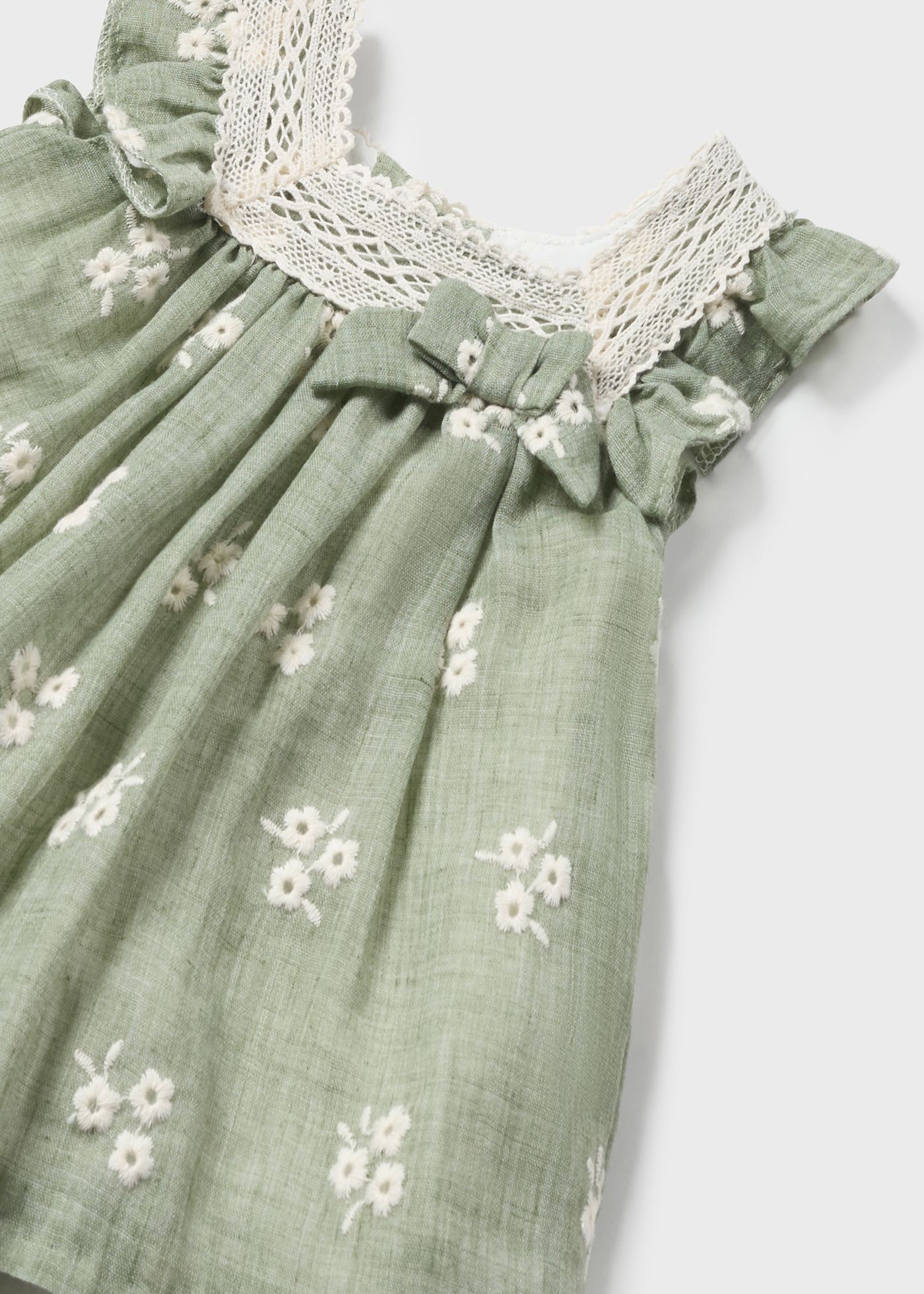 Newborn Embroidered Dress with Nappy Cover