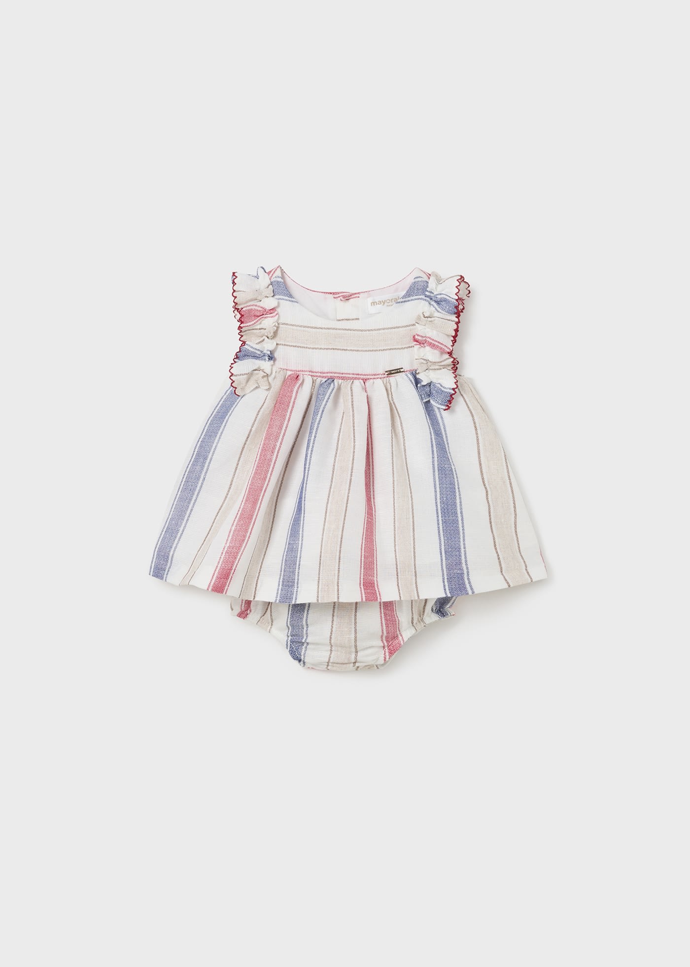 Kleid mit Windelhöschen gestreift europäisches Leinen Neugeborene