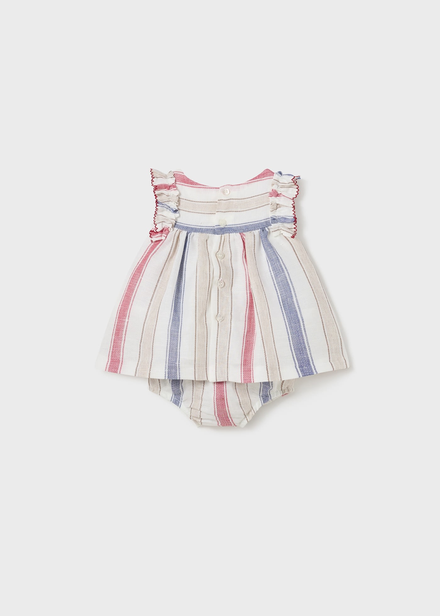 Newborn Striped Dress with Nappy Cover European Linen