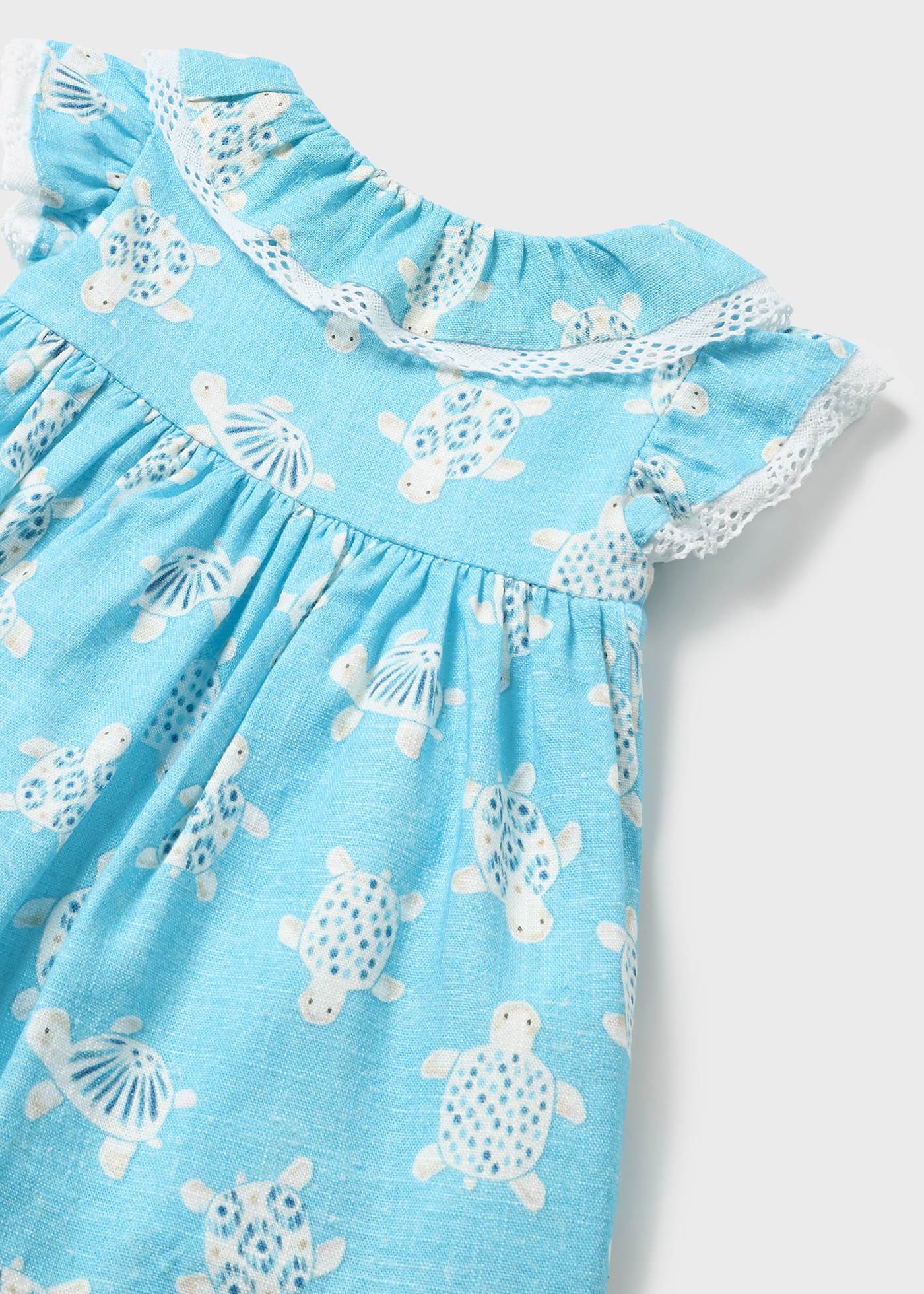 Robe imprimée avec bloomer en lin nouveau-né