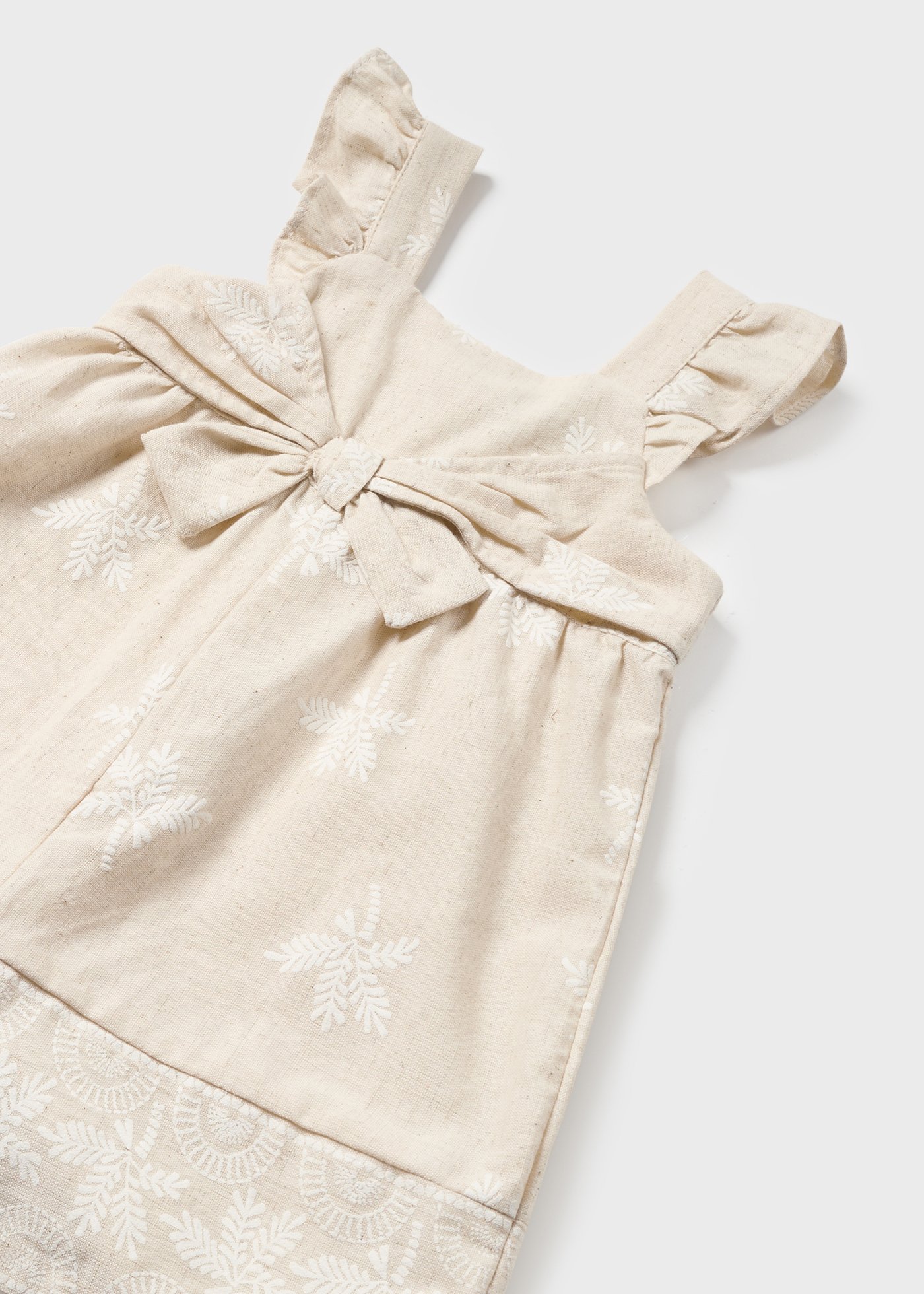 Baby linen romper palm print
