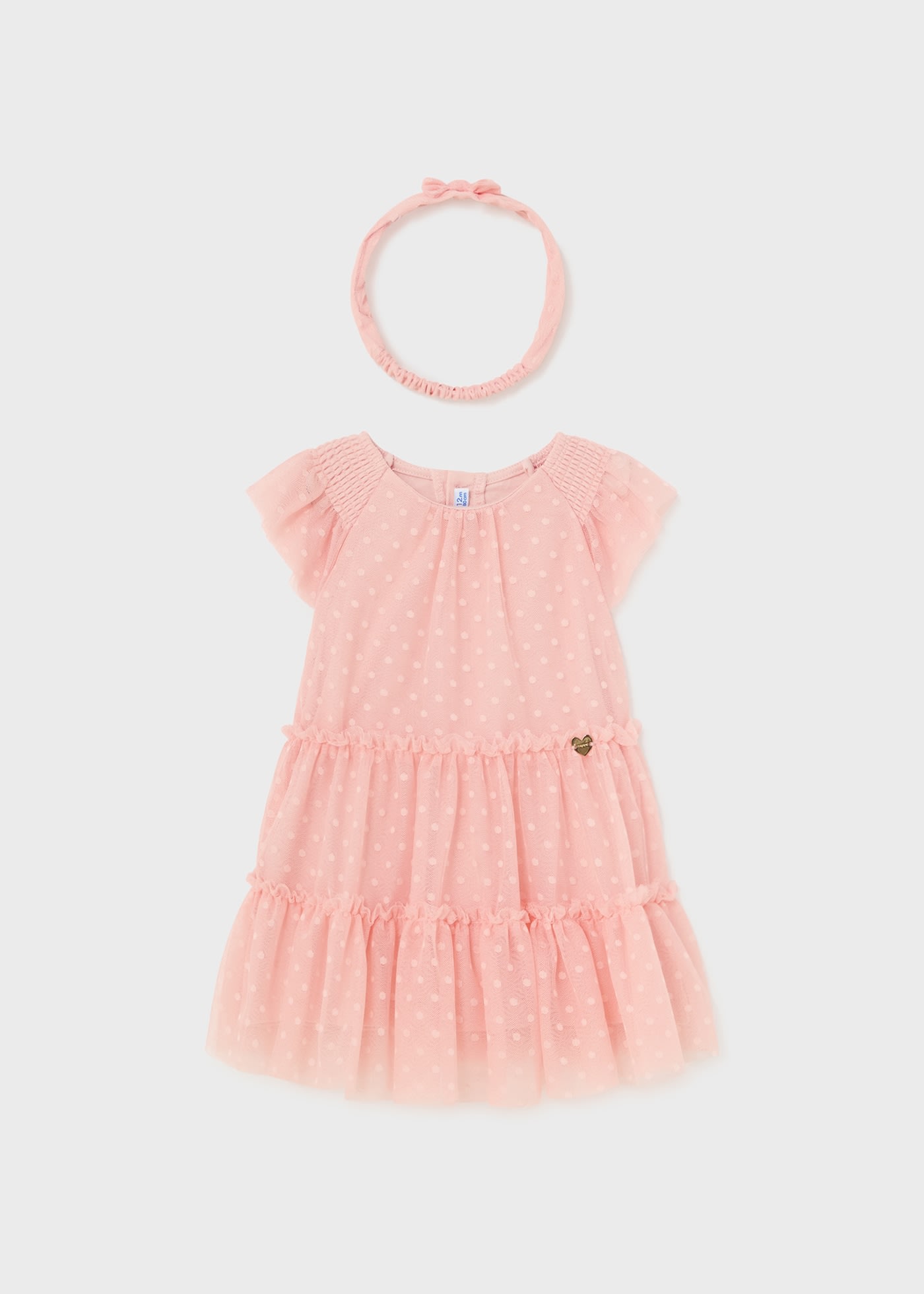 Vestito con fascia tulle plumetis neonata