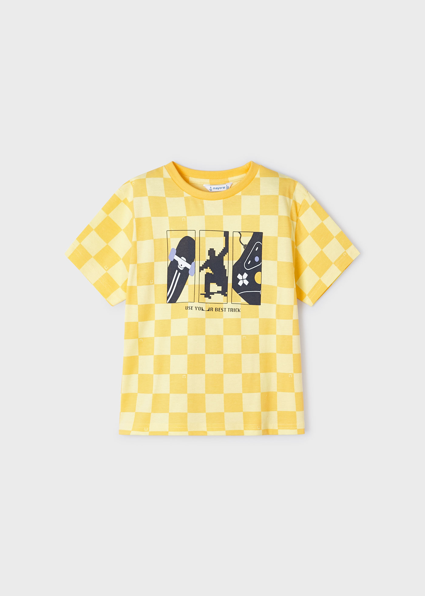 T-Shirt Schachbrettmuster Better Cotton Jungen