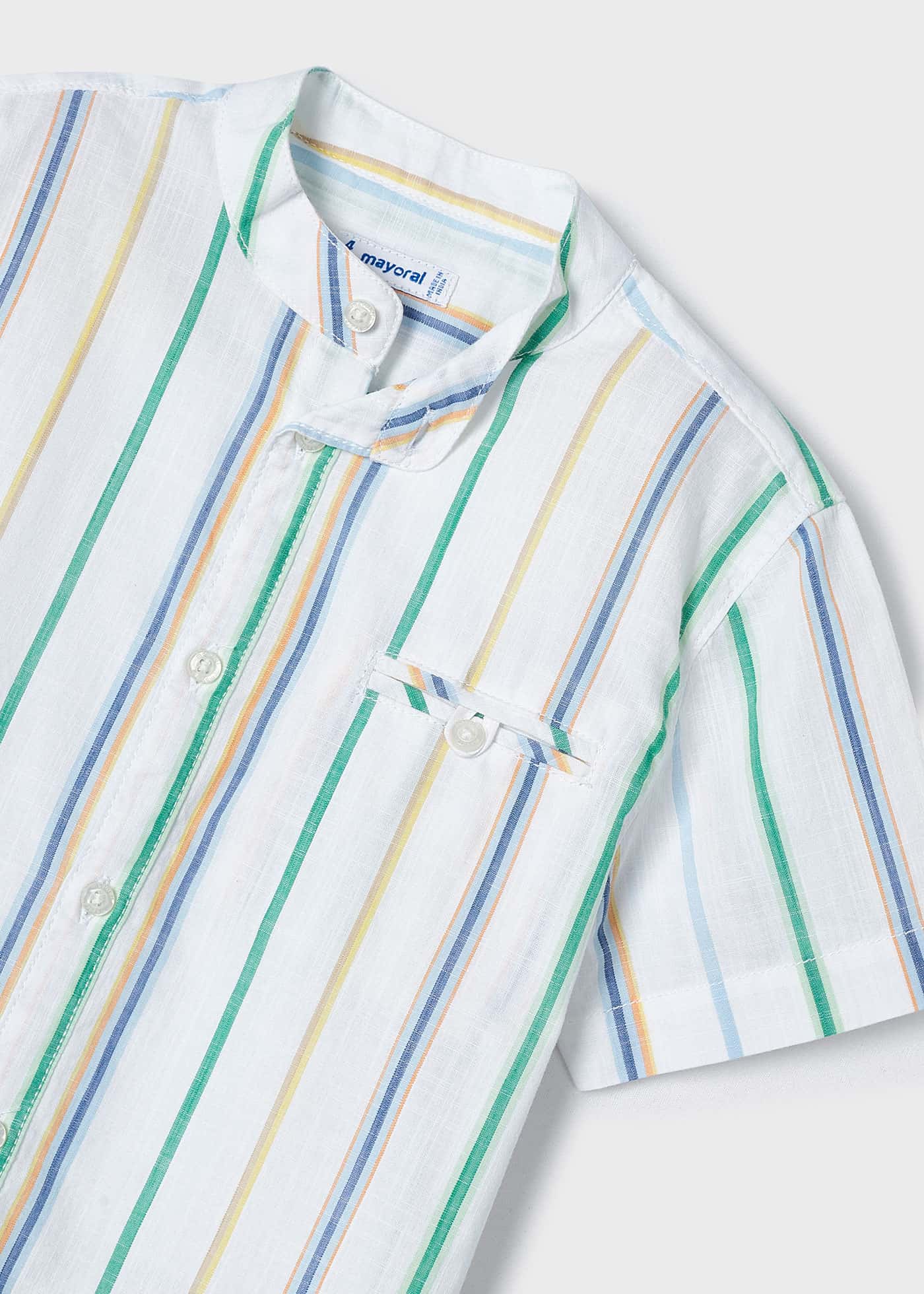 Boys mandarin collar striped shirt Better Cotton