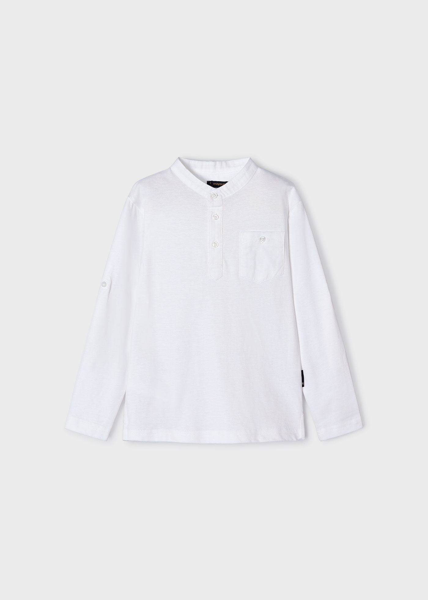 Polo manica lunga collo alla coreana Better Cotton bambino