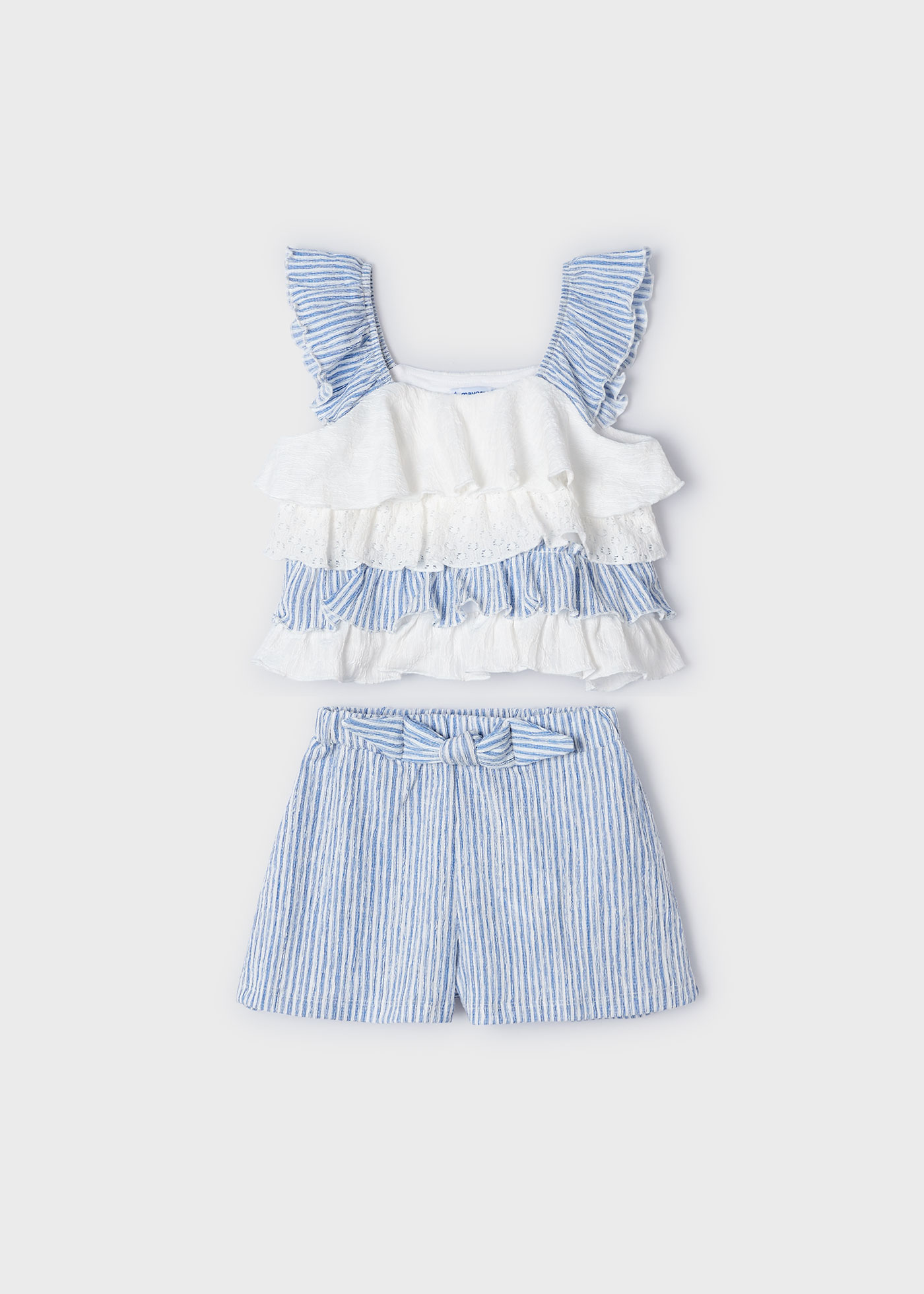 Conjunto 2 piezas rayas y volantes niña