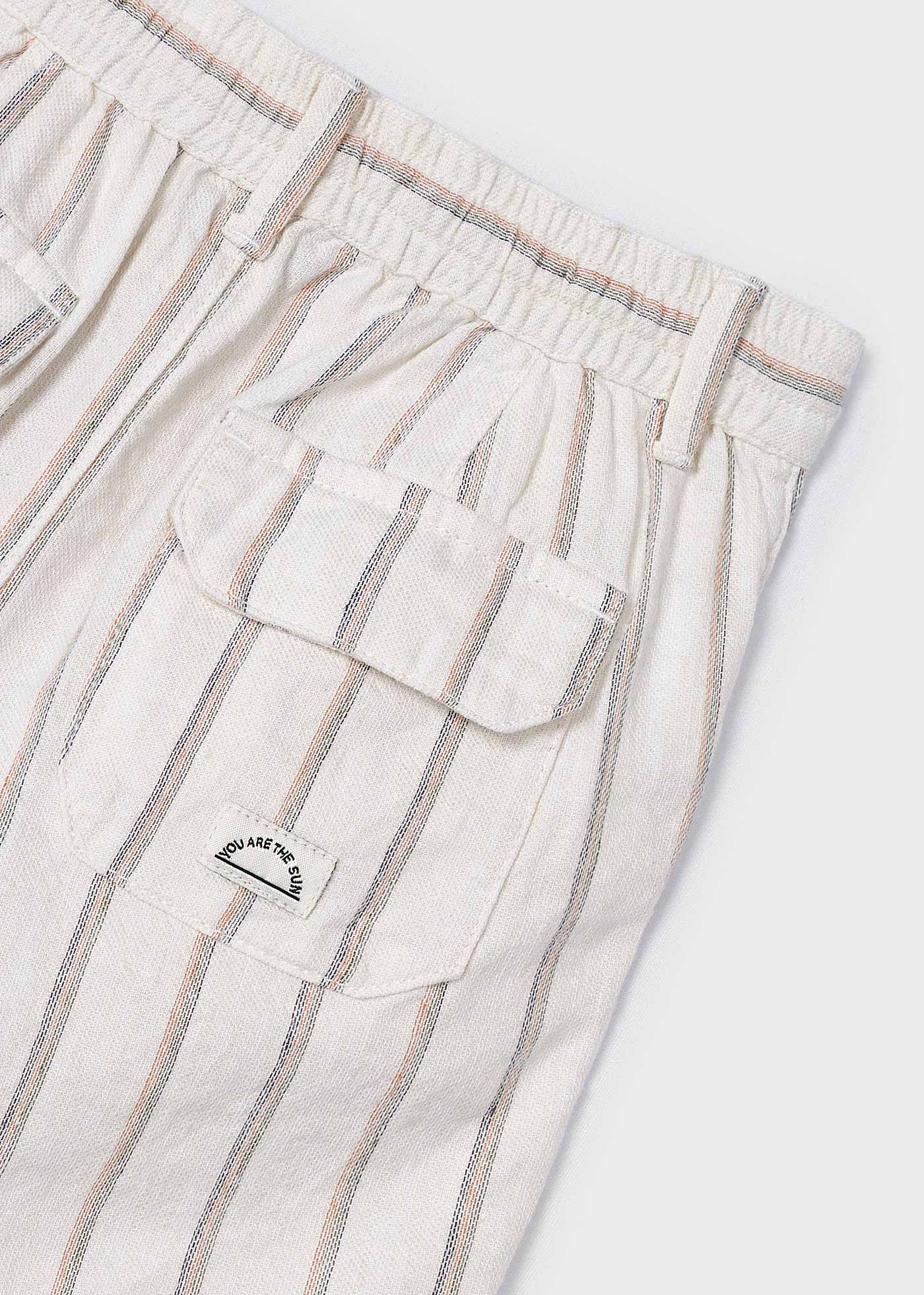 Boy Bermuda Striped Linen Shorts