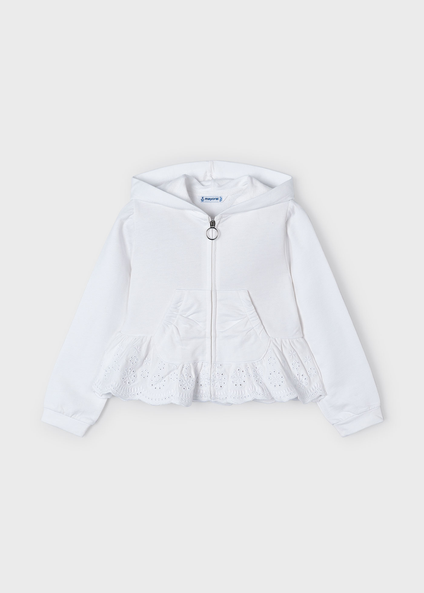 Sudadera volante perforado niña