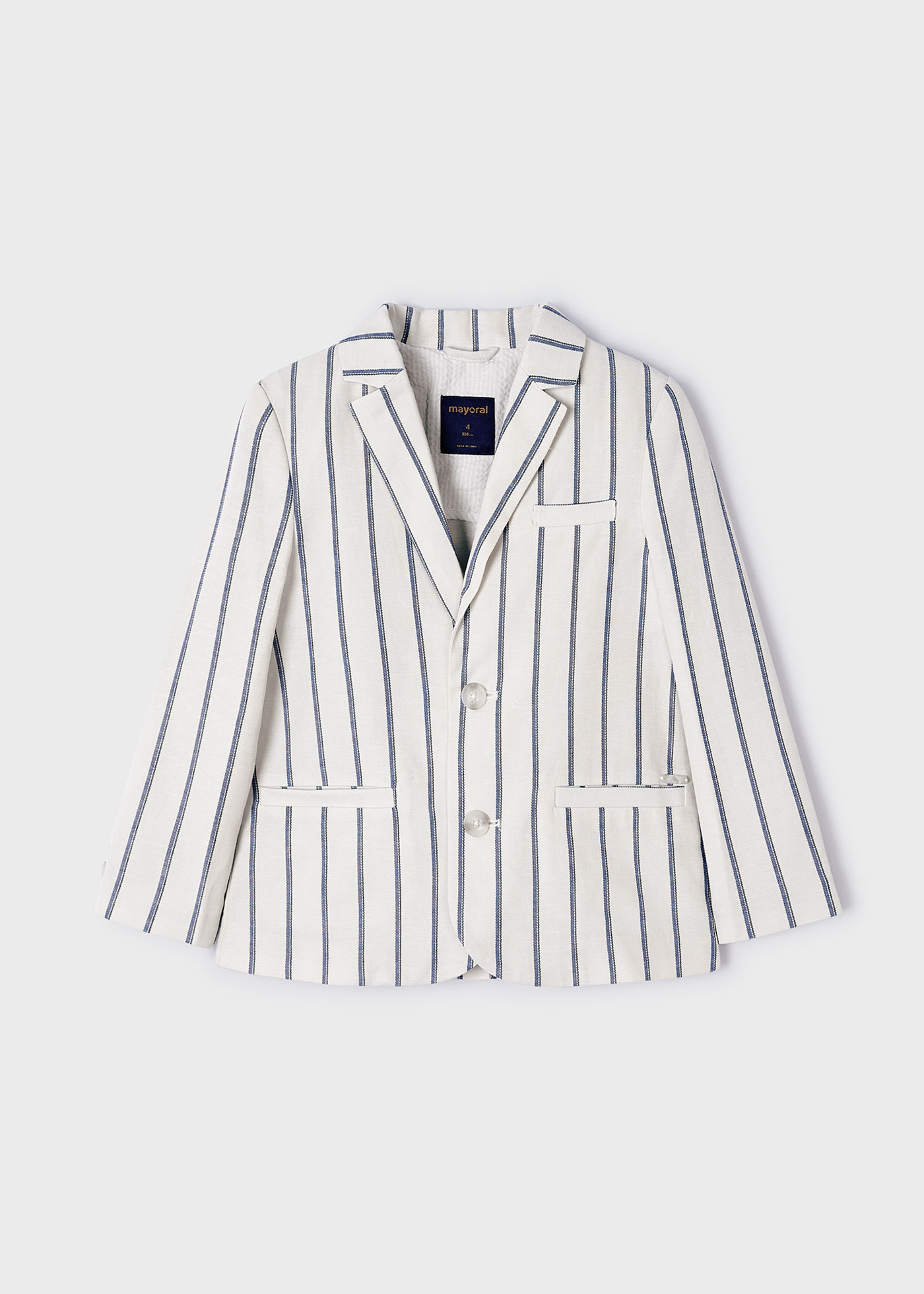 Chaqueta americana rayas lino niño