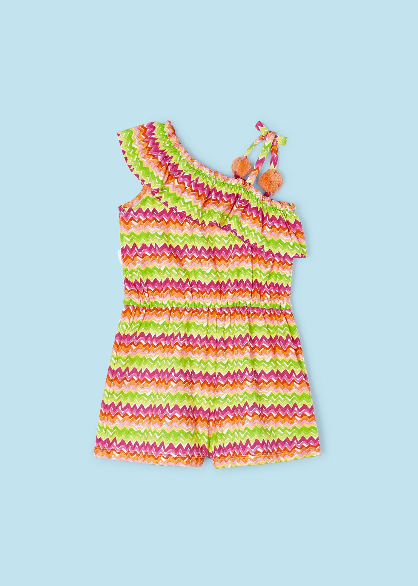 Girls asymmetrical printed romper