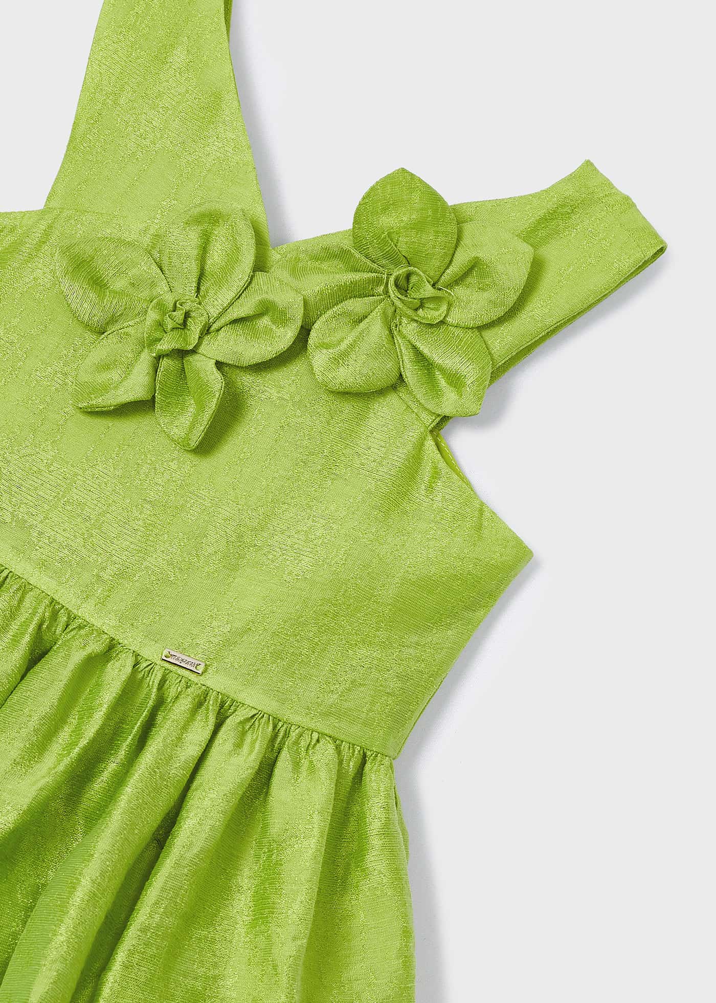 Girls linen embossed flower dress