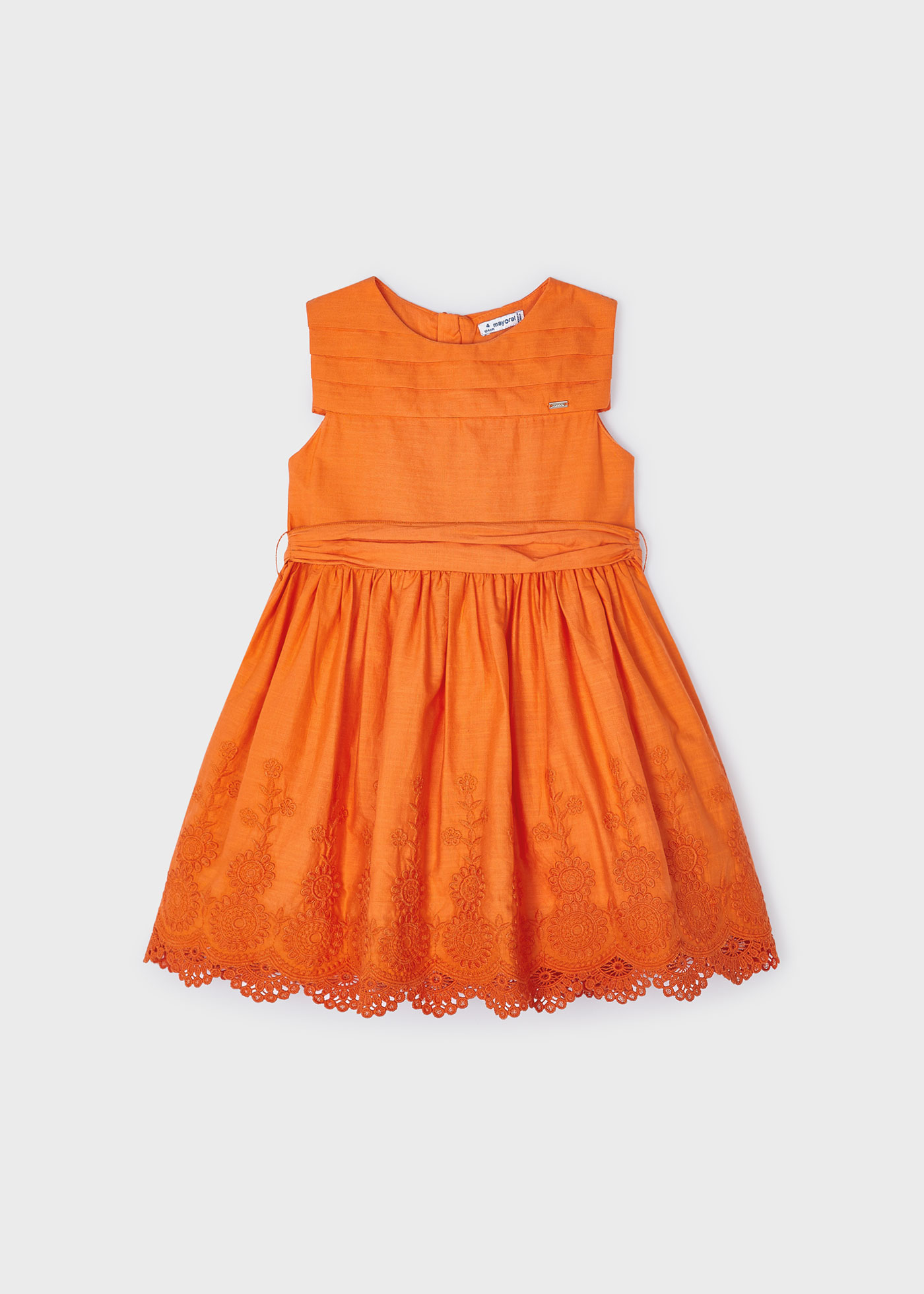 Girls embroidered dress Better Cotton Orange Mayoral