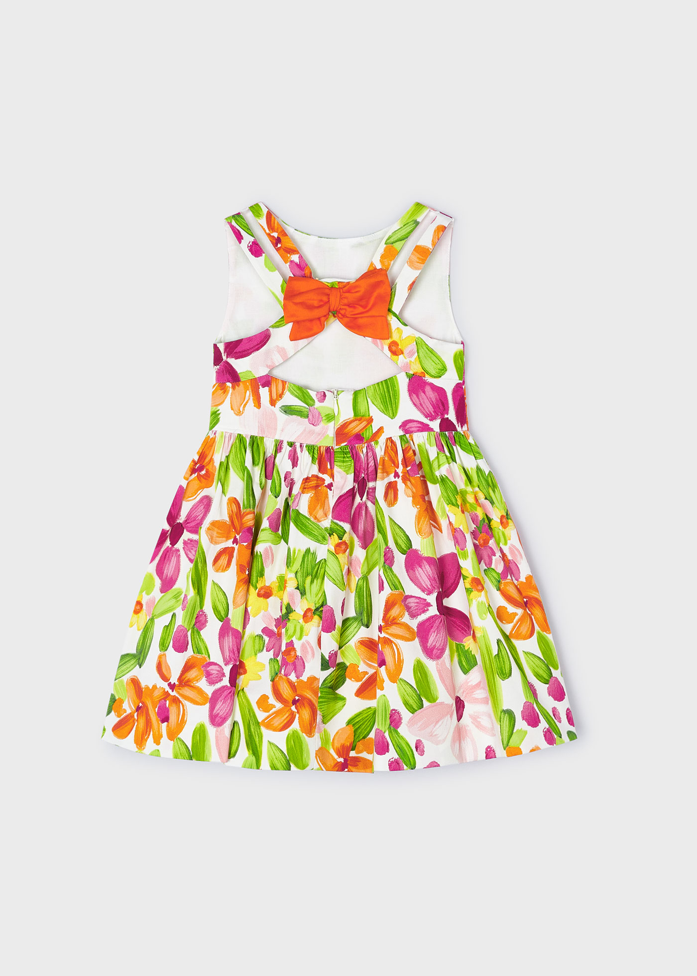 Vestito fiori con fiocco bambina